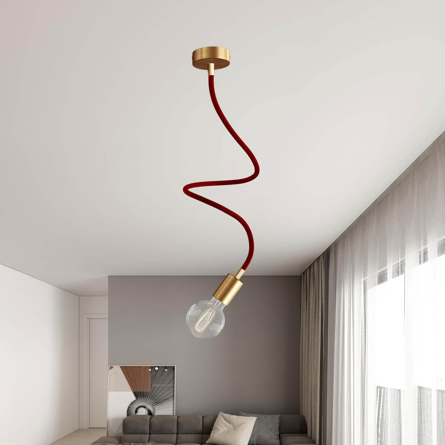 Kit Creative Flex tubo flessibile di estensione rivestito in tessuto RM19 Bordeaux con terminali metallici Bronzo satinato 90 cm