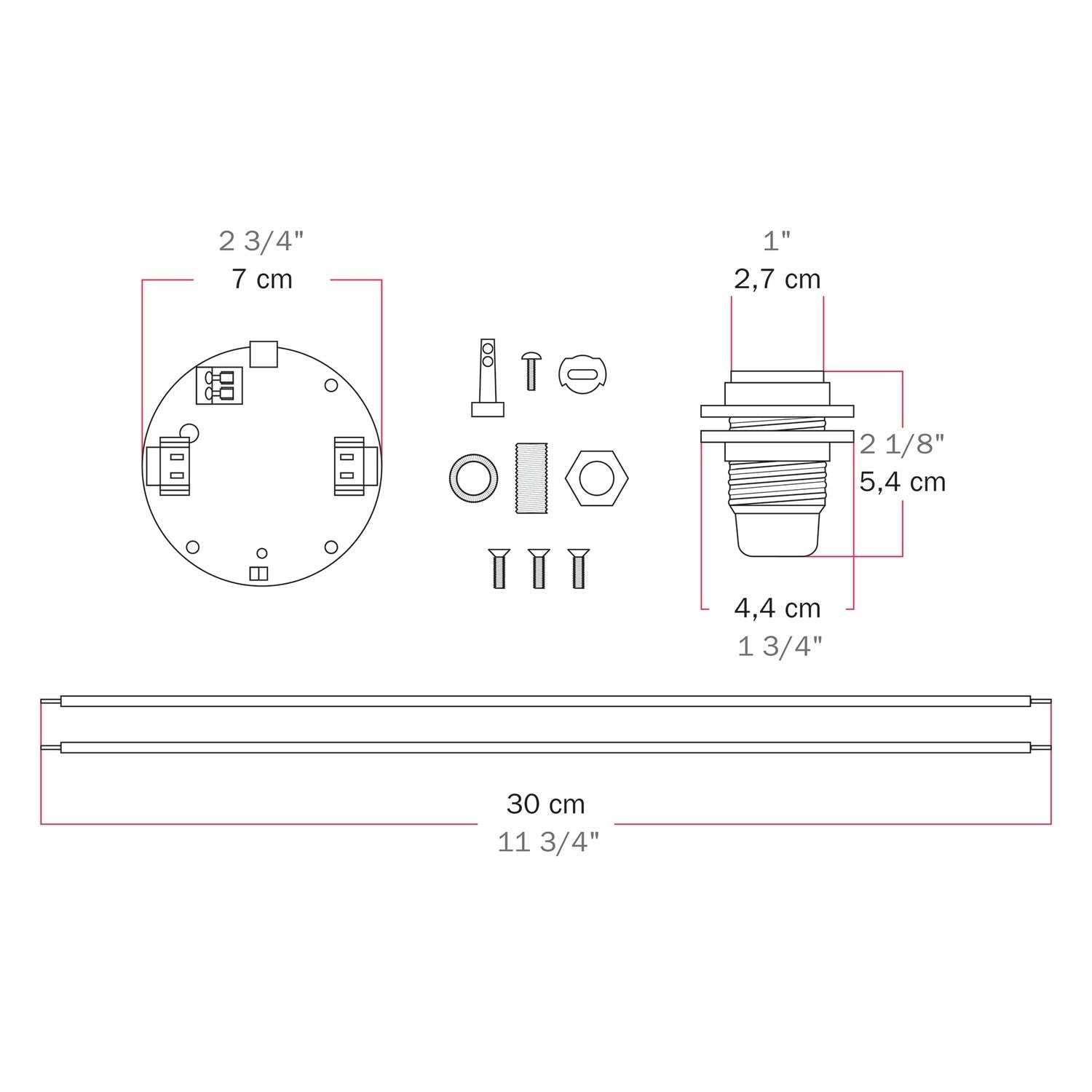 Kit elettronico per lampade a batteria 5V USB-C con portalampada E14 filettato - Bianco