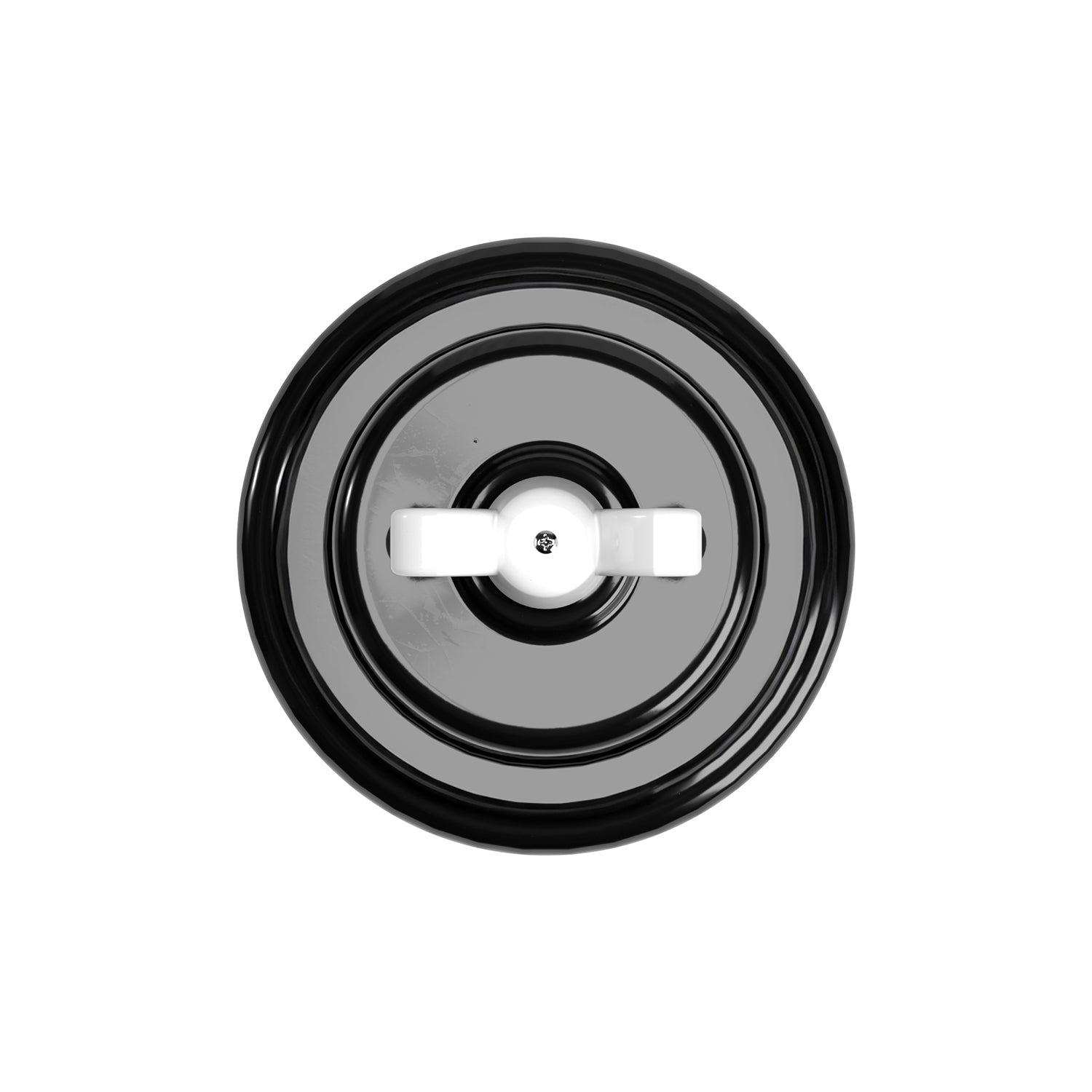 Kit interruttore/deviatore con dado a farfalla e base in porcellana nera Bianco