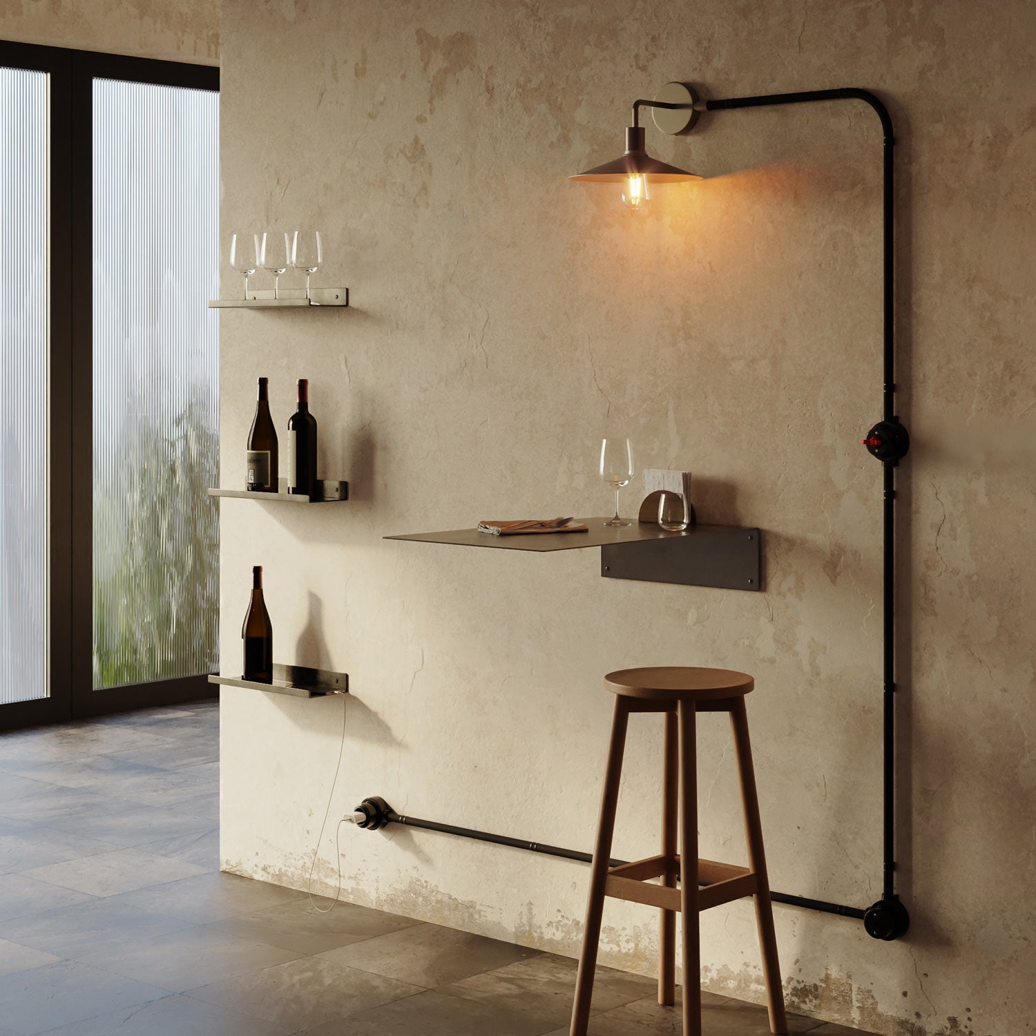 Kit interruttore/deviatore con manopola e base per Creative-Tubes in porcellana nera Bianco 2 in linea