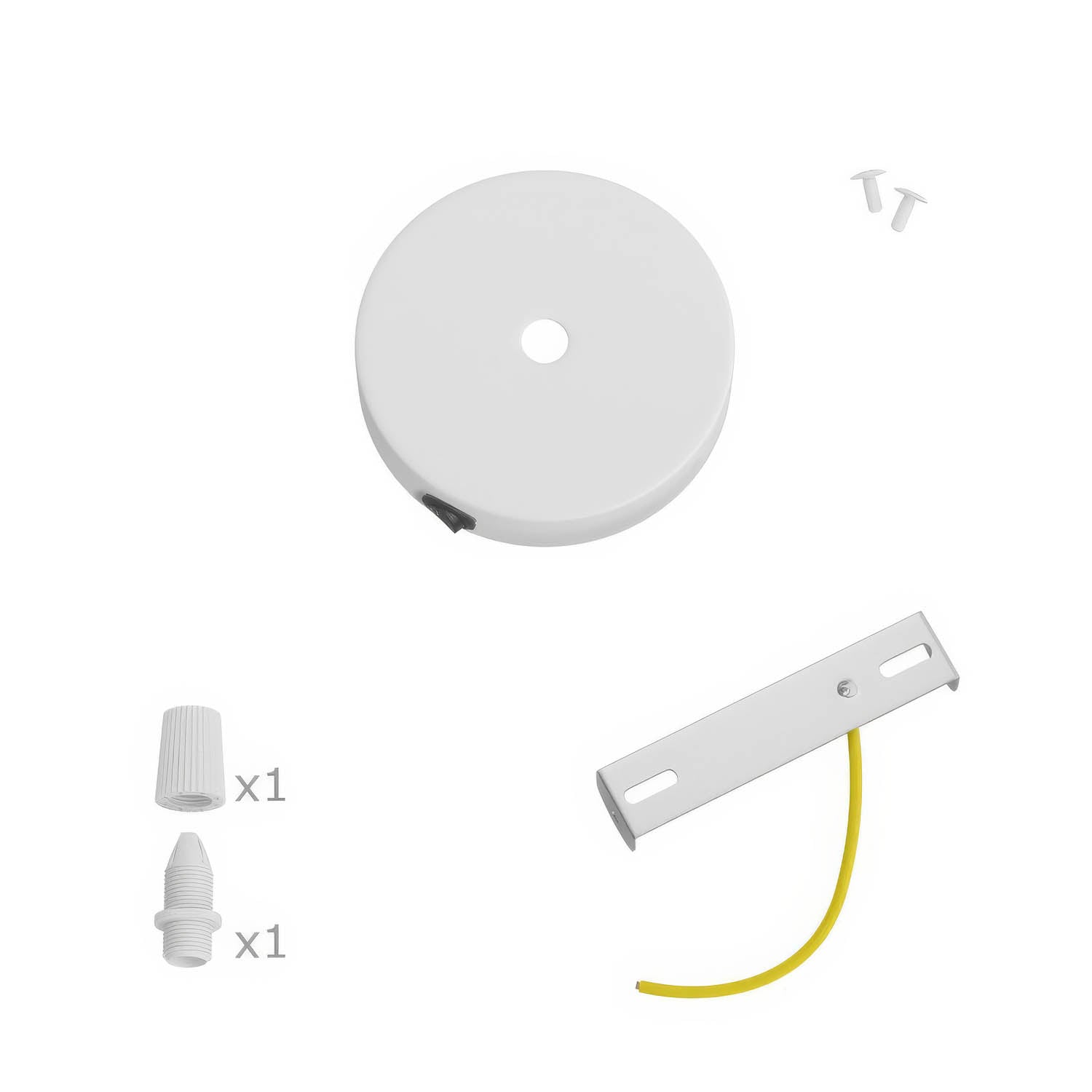 Kit mini rosone cilindrico in metallo con interruttore - Bianco opaco