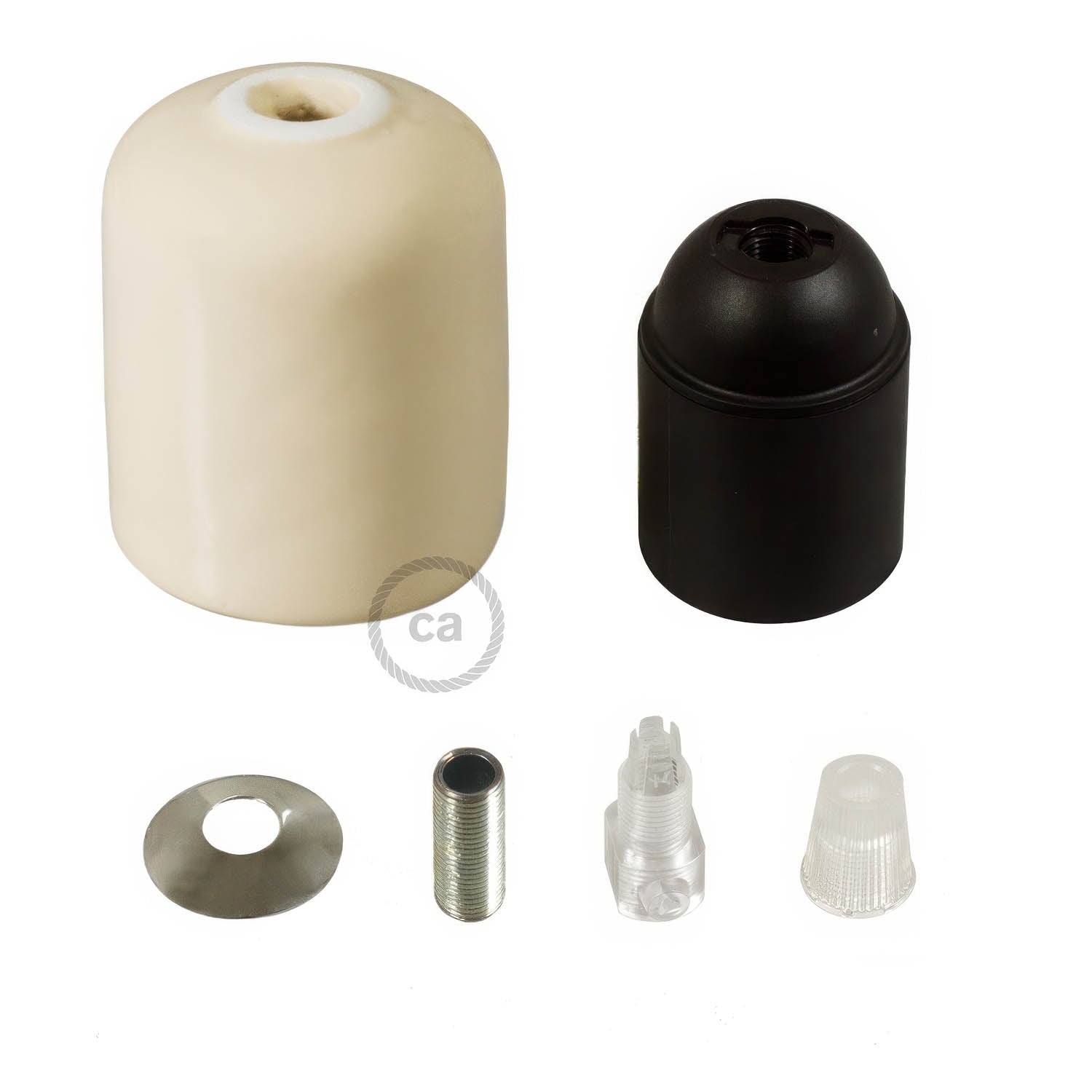 Kit portalampada E27 in ceramica - Avorio