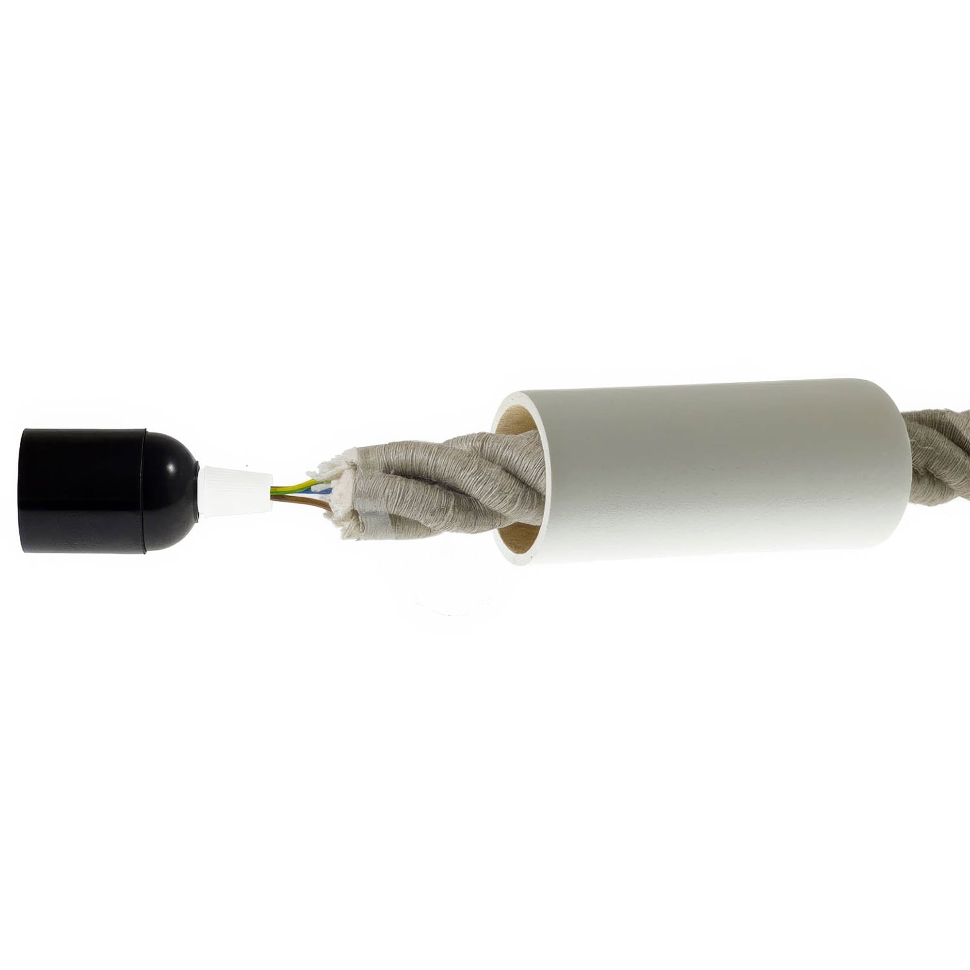 Kit portalampada E27 in legno per cordone 3XL - Bianco