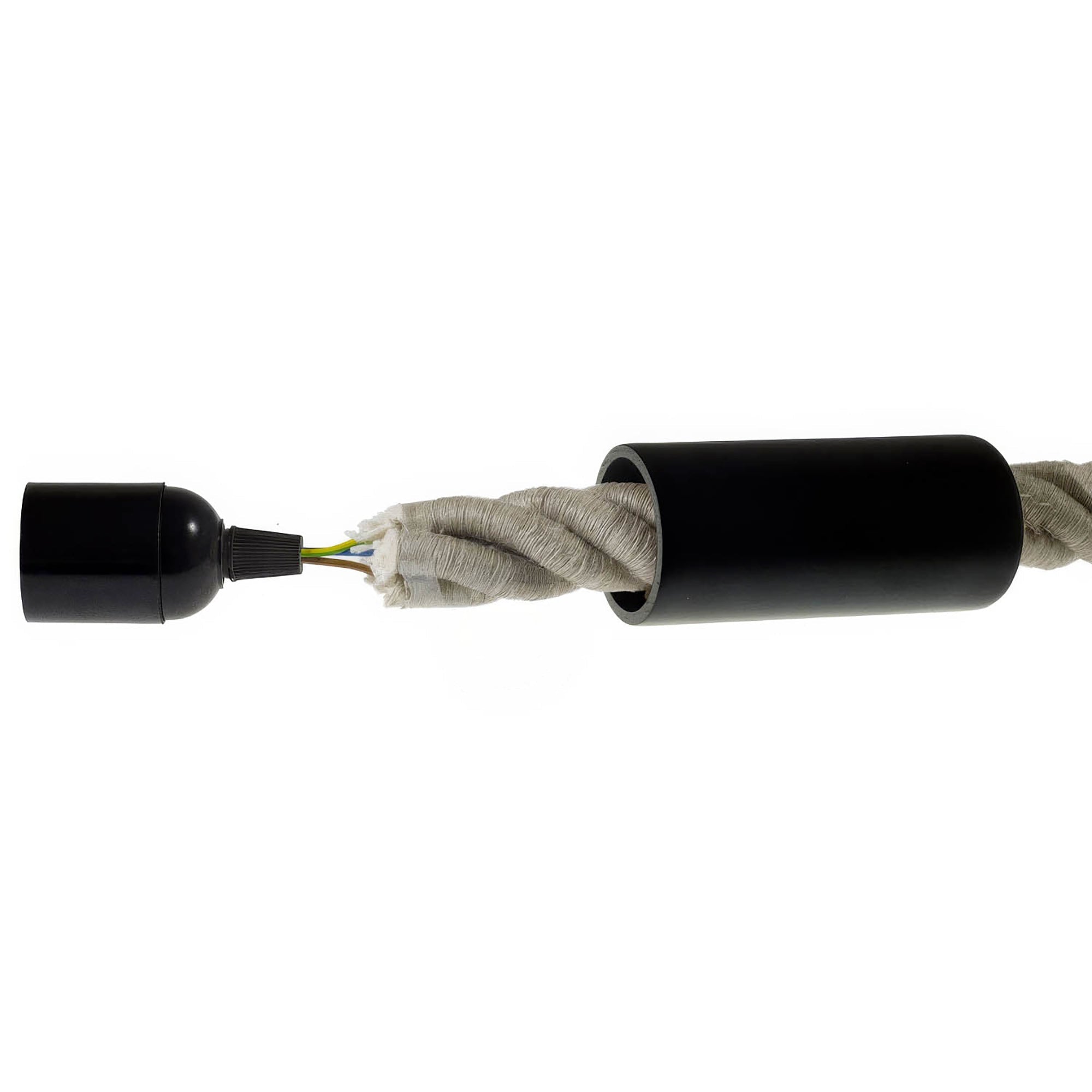 Kit portalampada E27 in legno per cordone 3XL - Nero