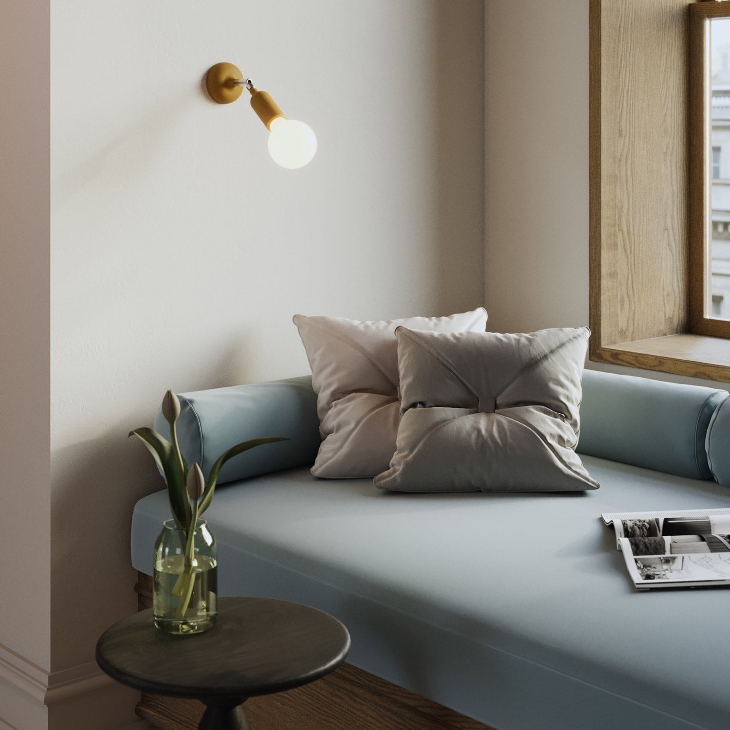 Kit portalampada E27 in silicone con interruttore e serracavo nascosti - Mostarda