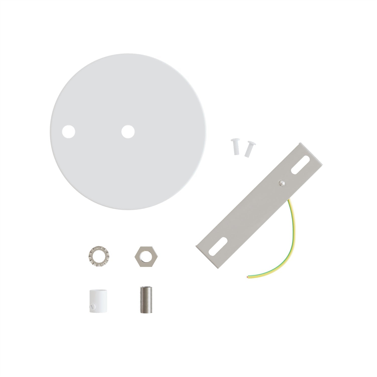 Kit rosone cilindrico in metallo Ø 120 mm a 2 fori centrali e decentrati - Bianco Opaco