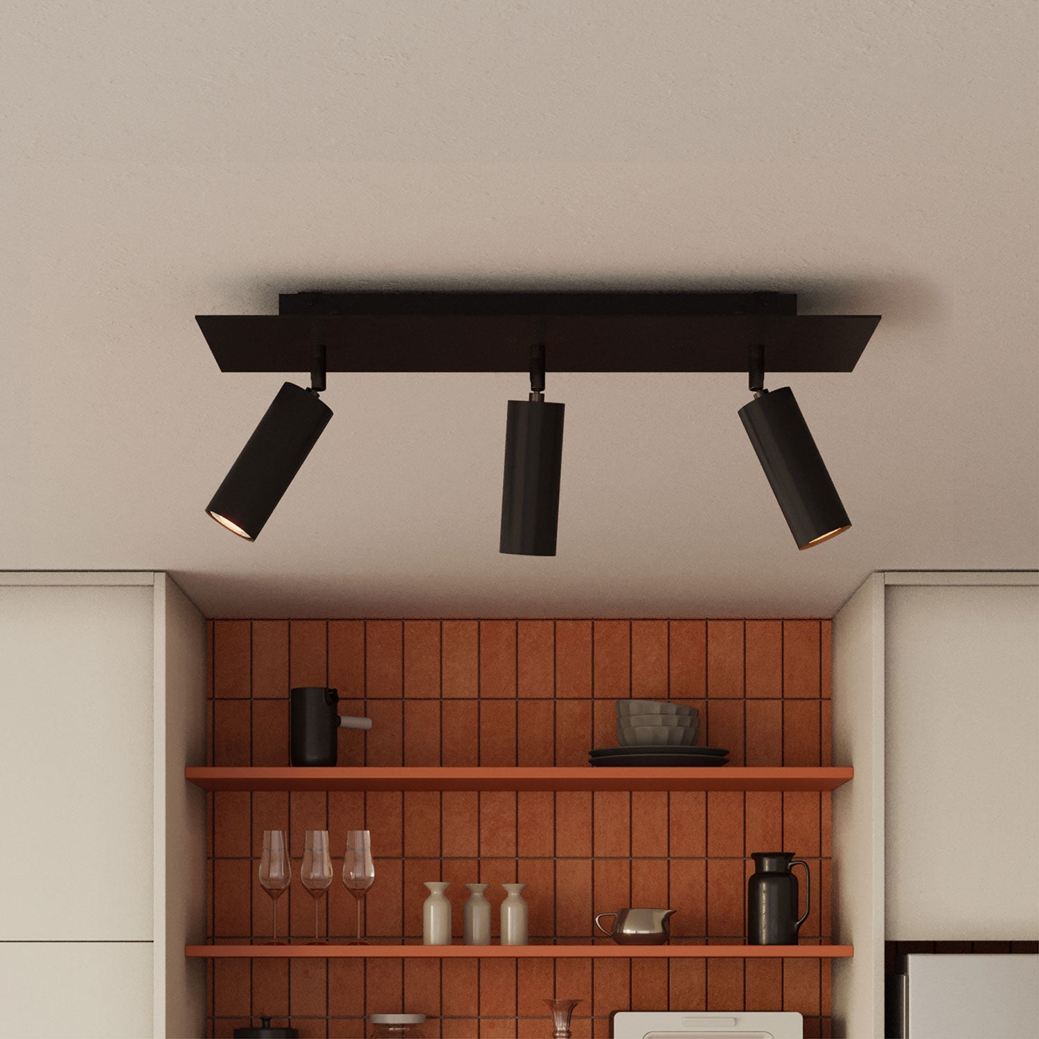 Lampada a 3 faretti con paralume Tub-E14 e Rose-One XXL rettangolare - Nero