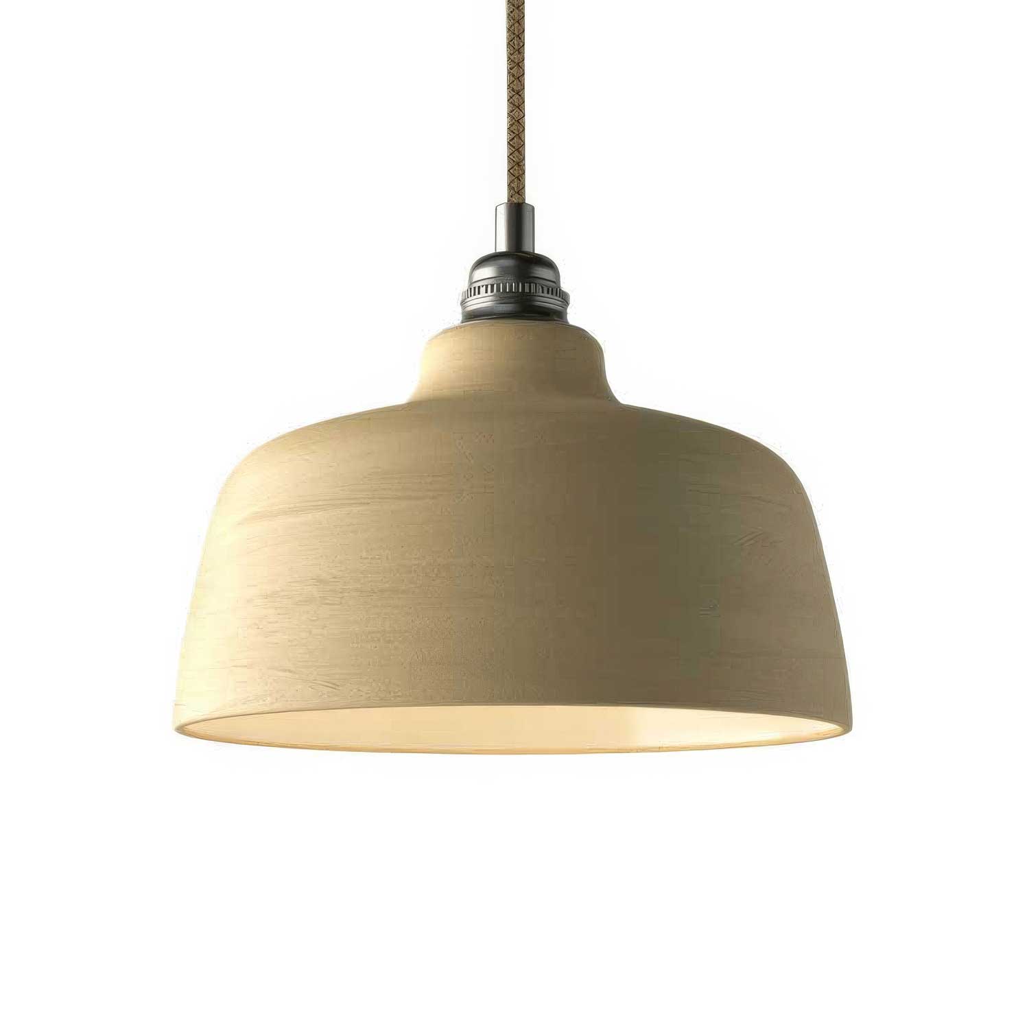 Lampada a sospensione completa di cavo tessile, paralume Coppa in ceramica e finiture in metallo - Tortora striato
