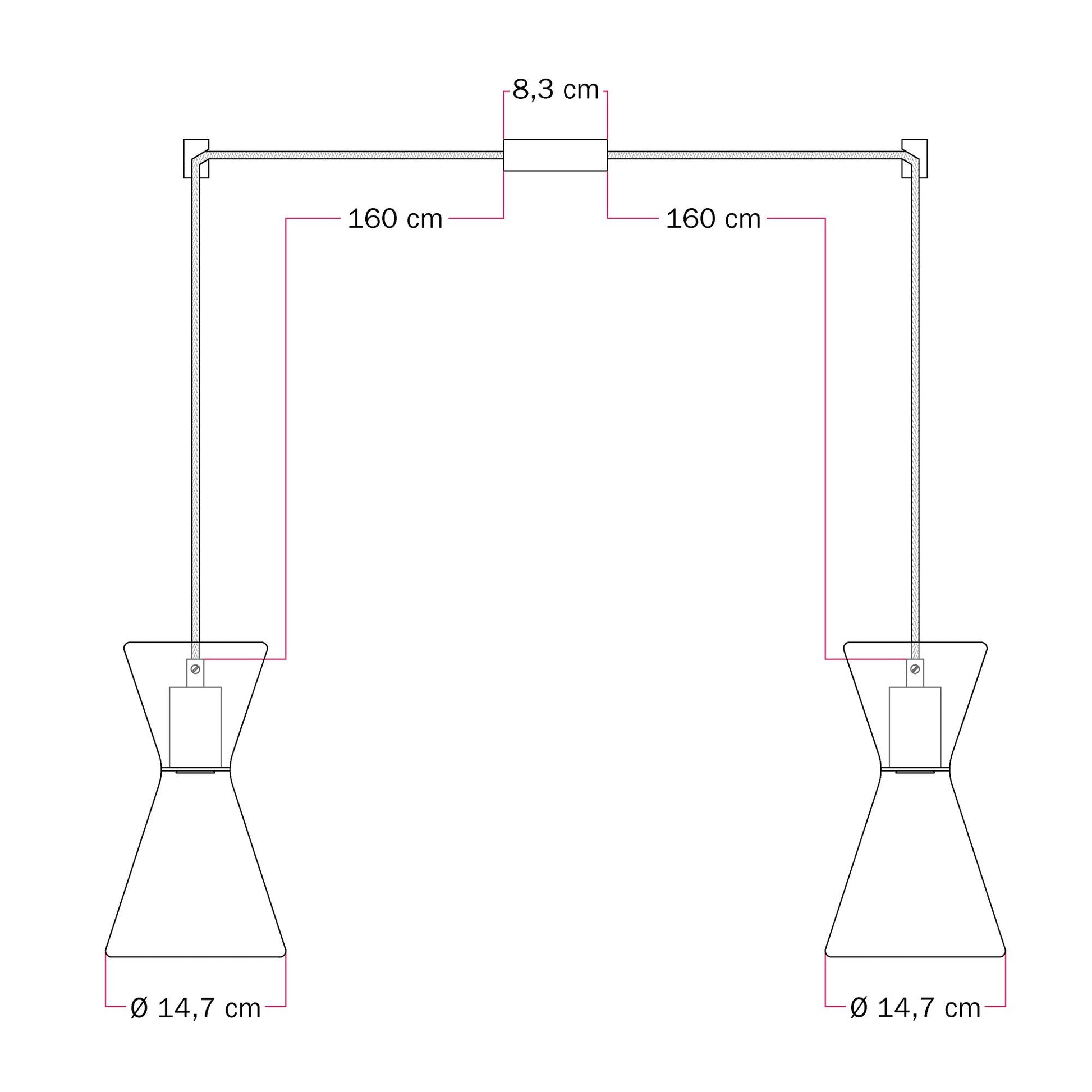 Lampada a sospensione con due cadute con Ghost Doppio cono - Nero