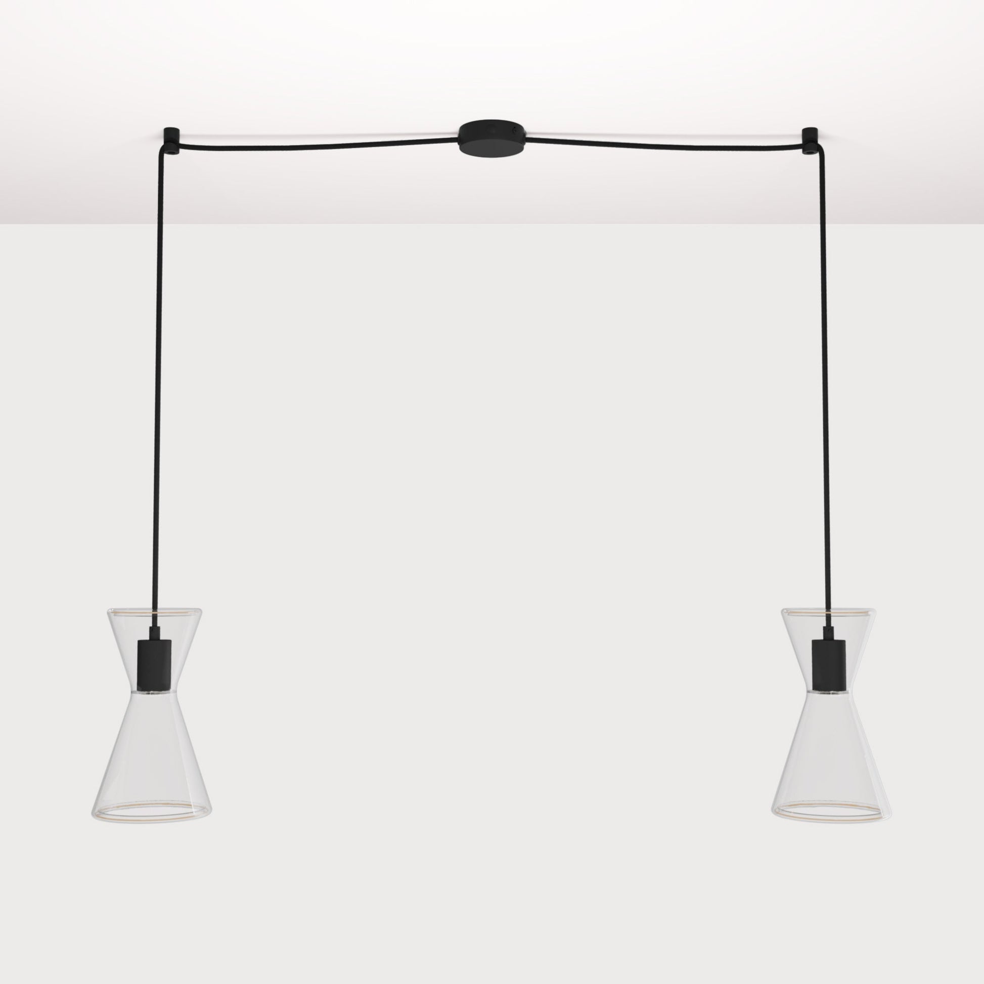 Lampada a sospensione con due cadute con Ghost Doppio cono - Nero