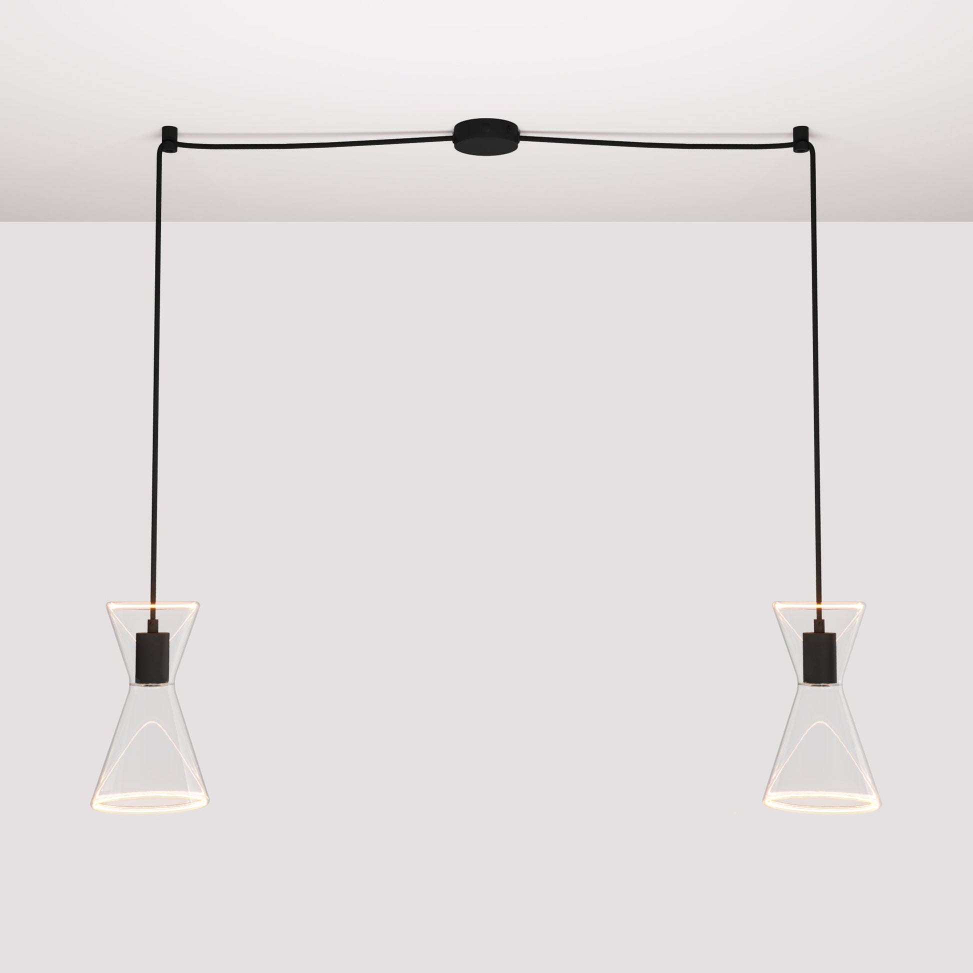 Lampada a sospensione con due cadute con Ghost Doppio cono - Nero