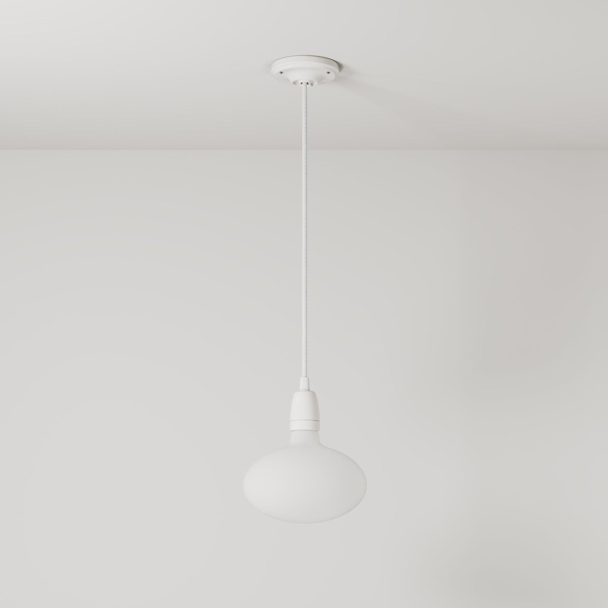 Lampada a sospensione con finitura in porcellana con lampadine LED Ellipse effetto porcellana - Bianco