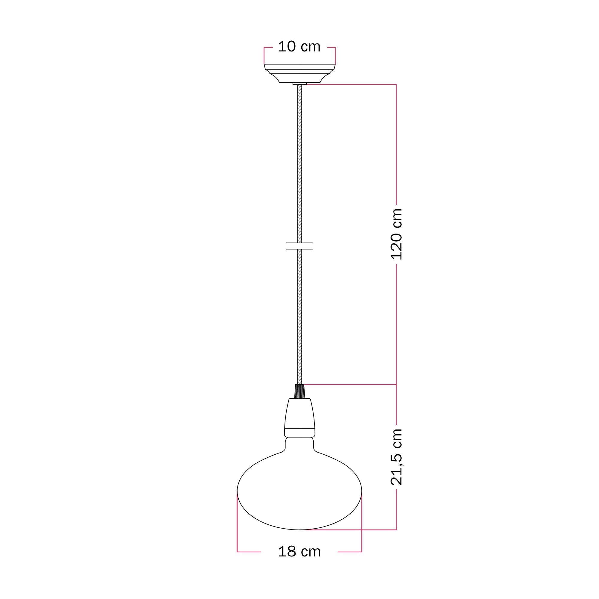 Lampada a sospensione con finitura in porcellana con lampadine LED Ellipse effetto porcellana - Nero