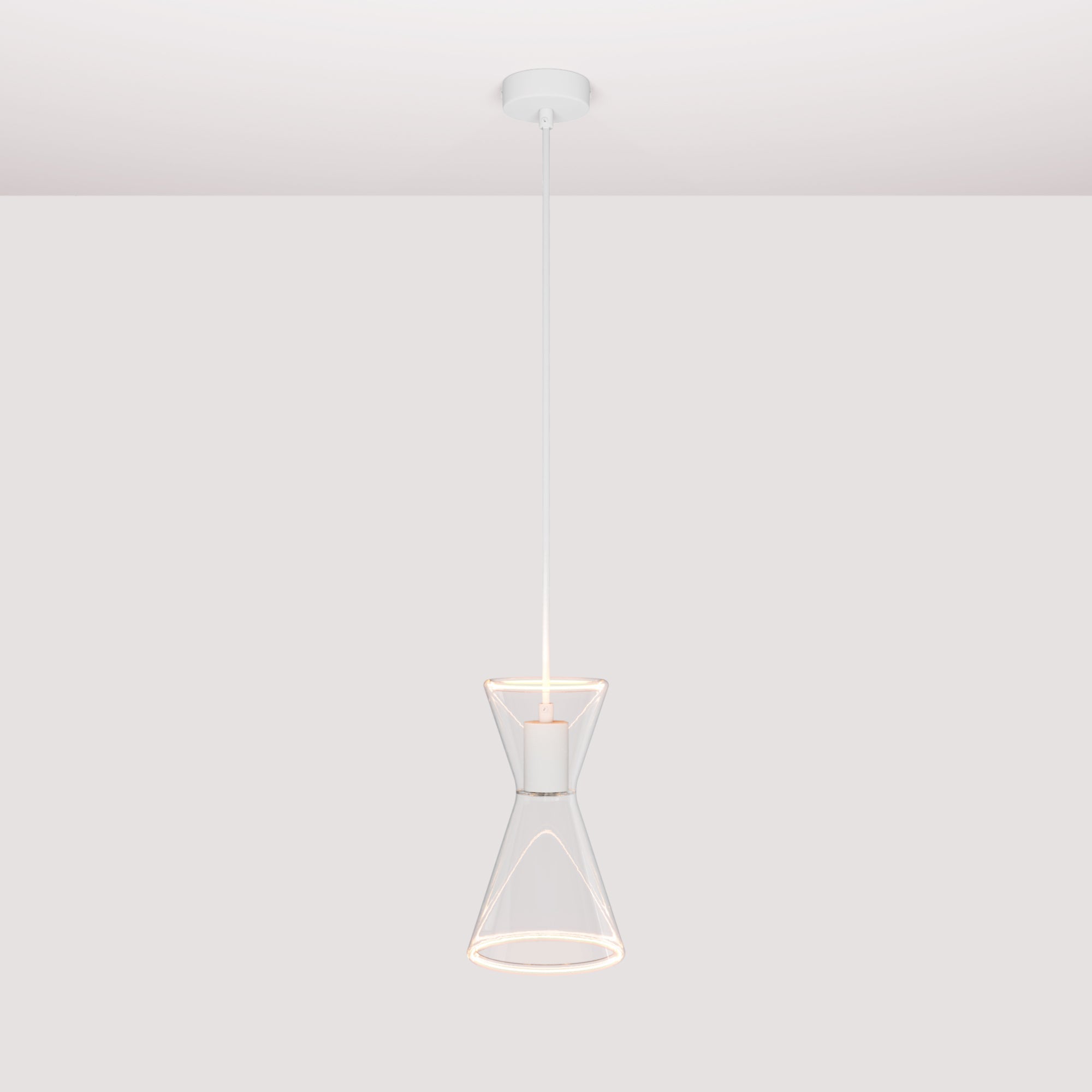 Lampada a sospensione con lampadina Ghost Doppio cono - Bianco opaco - Creative Cables