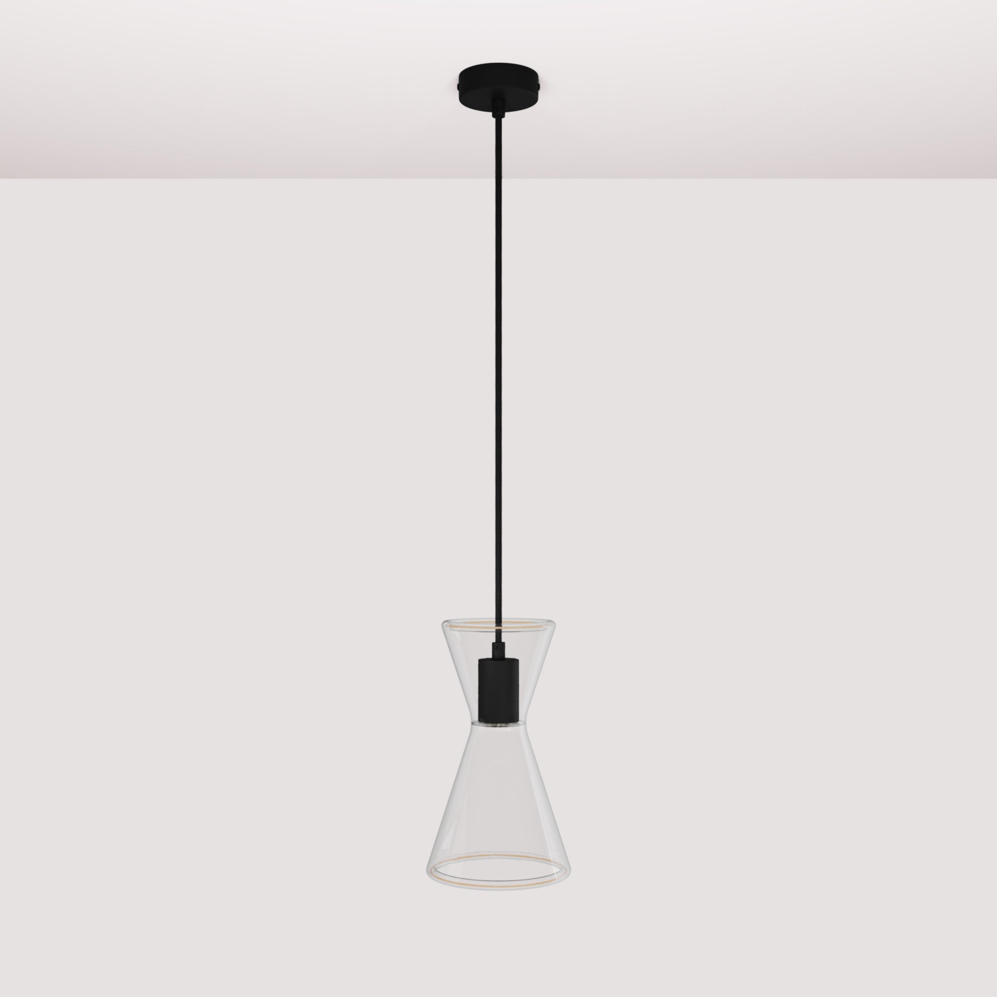 Lampada a sospensione con lampadina Ghost Doppio cono - Titanio satinato