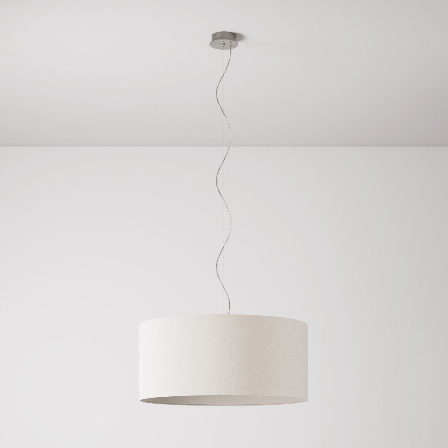 Lampada a sospensione con paralume in tessuto Cilindro Large - Made in Italy - Lana Sabbia No