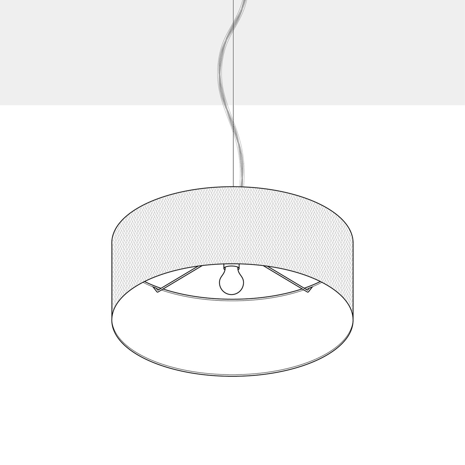 Lampada a sospensione con paralume in tessuto Cilindro Medium - Made in Italy - Teletta Grigio Scuro No