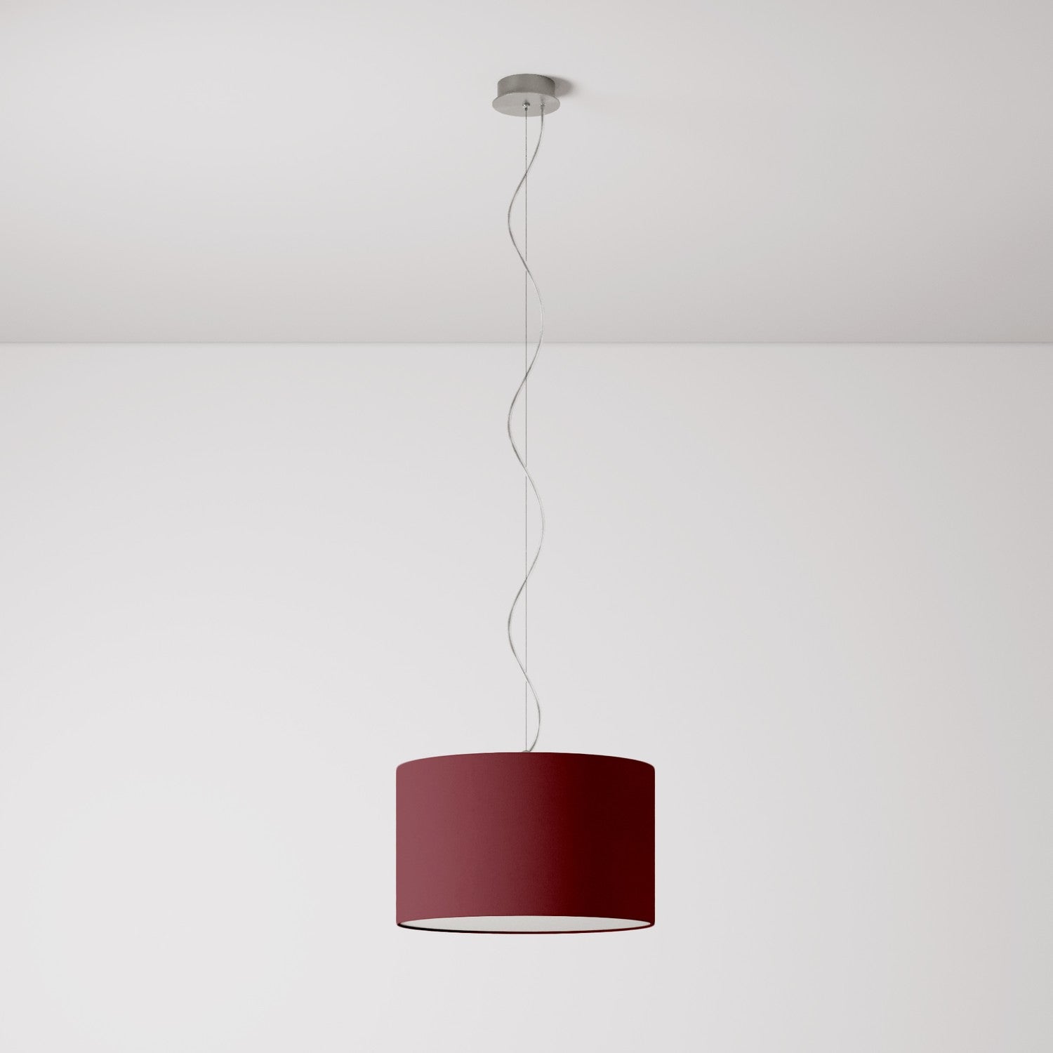Lampada a sospensione con paralume in tessuto Cilindro Small - Made in Italy - Arenal Bordeaux Si