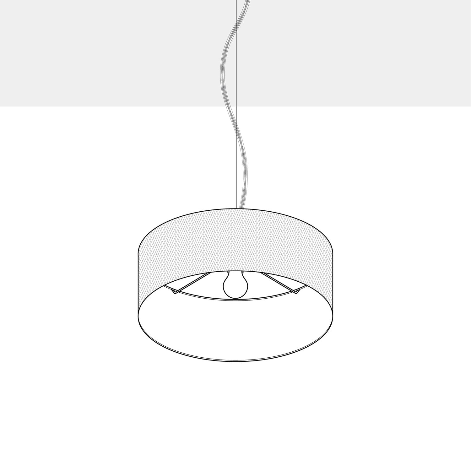 Lampada a sospensione con paralume in tessuto Cilindro Small - Made in Italy - Lana Grigio Chiaro No