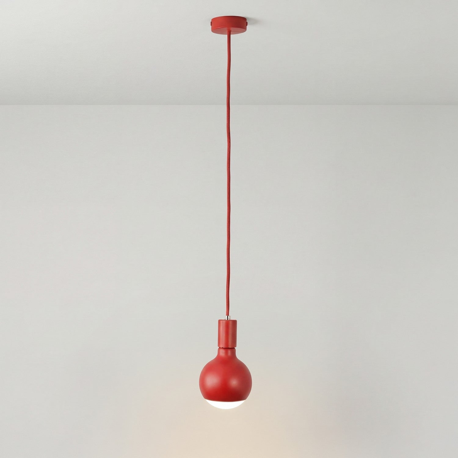 Lampada a sospensione Filotto Metallico con lampadina Lucia - Rosso