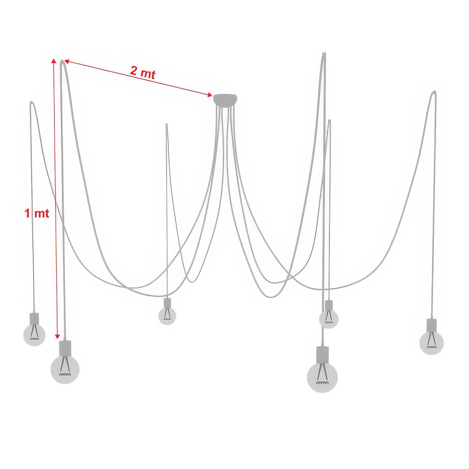 Lampada a sospensione multipla a 6 cadute con finiture in ceramica colorata - Lilla