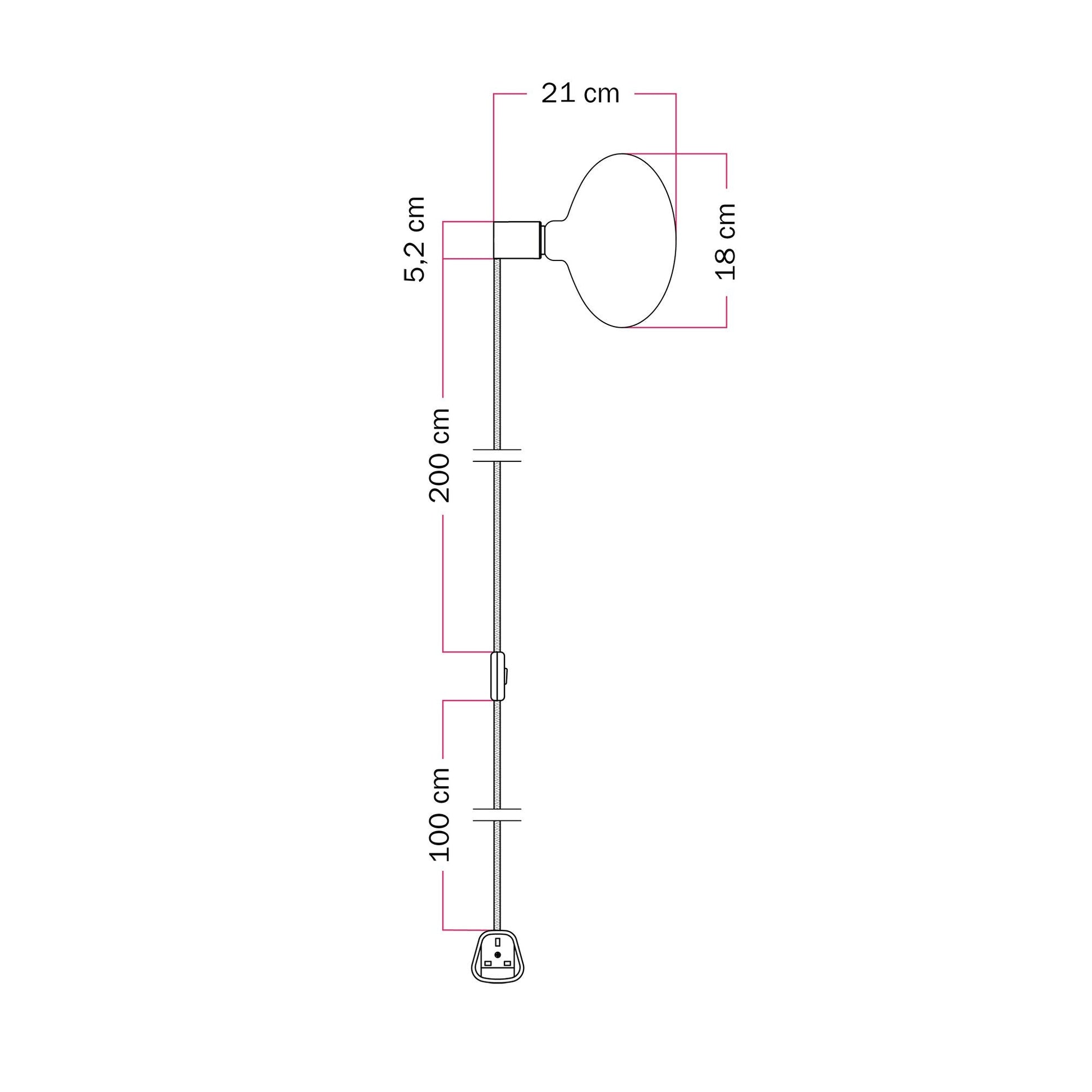 Lampada con spina UK con finitura metallica e lampadina LED Ellipse effetto porcellana - Bronzo satinato