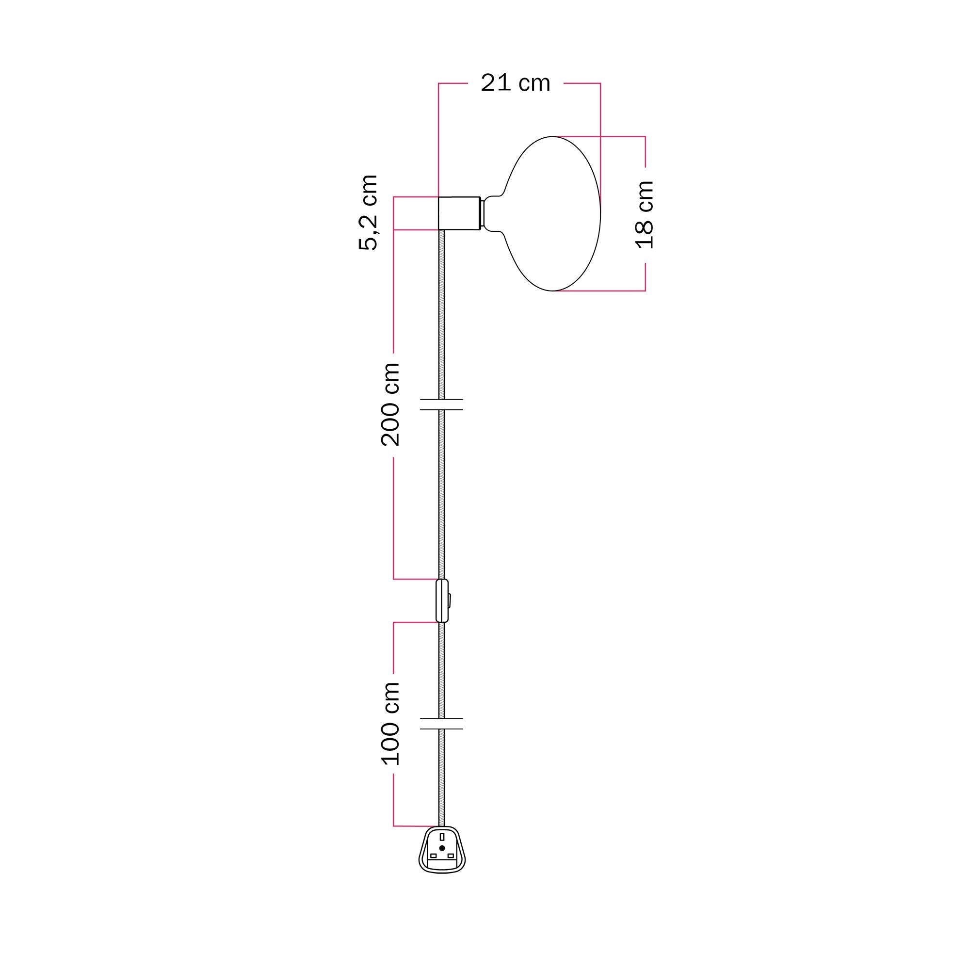 Lampada con spina UK con finitura metallica e lampadina LED Ellipse effetto porcellana - Bronzo satinato
