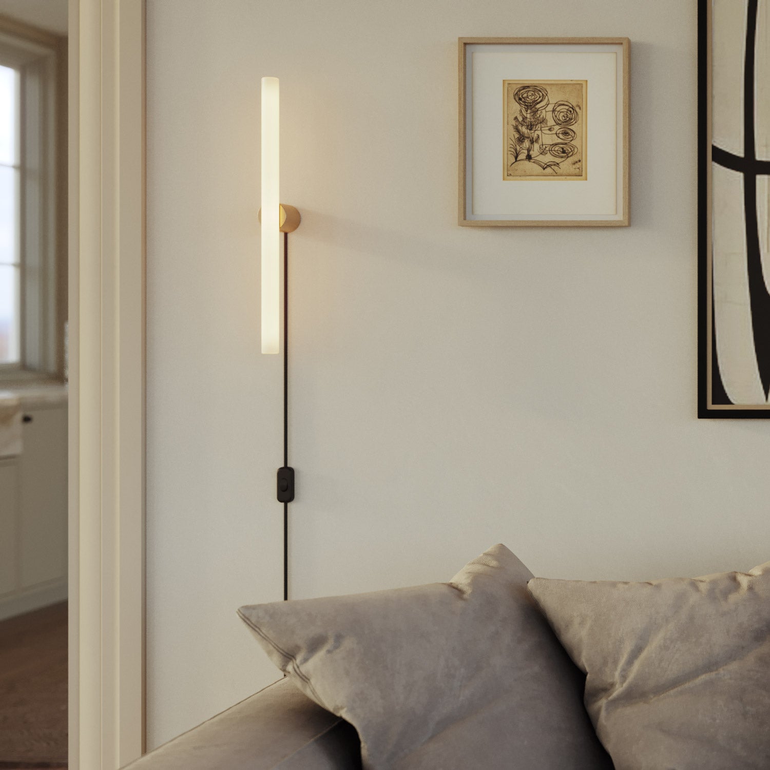 Lampada con spina UK con finitura metallica e lampadina LED lineare S14d - Bronzo satinato