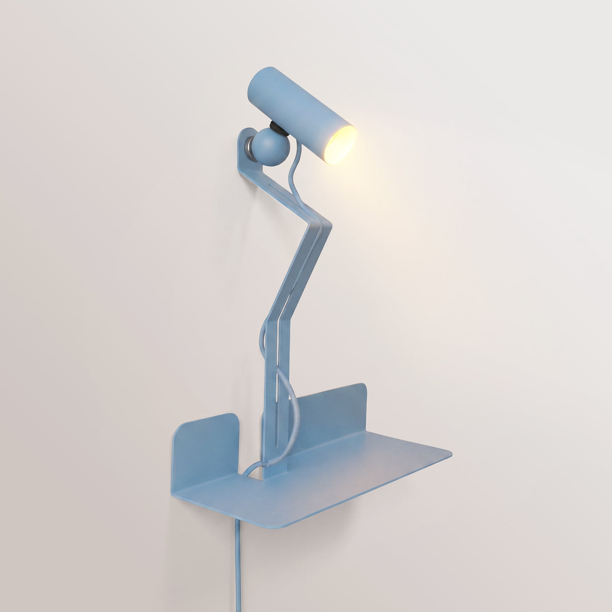 Lampada da parete con mensola e faretto magnetico orientabile - Murio Tubo - Blu - Creative Cables