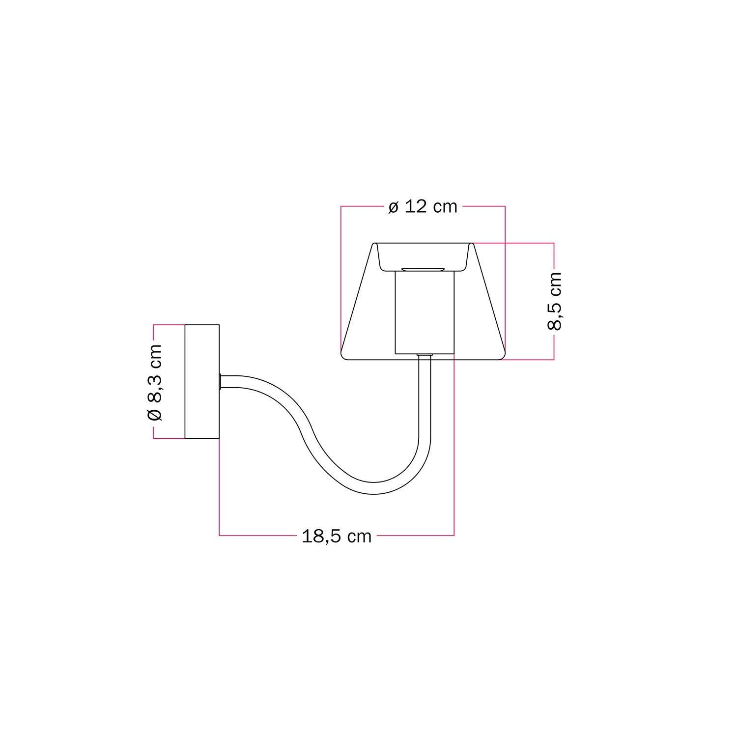 Lampada da parete Fermaluce G07 con estensione a S - Bronzo Satinato