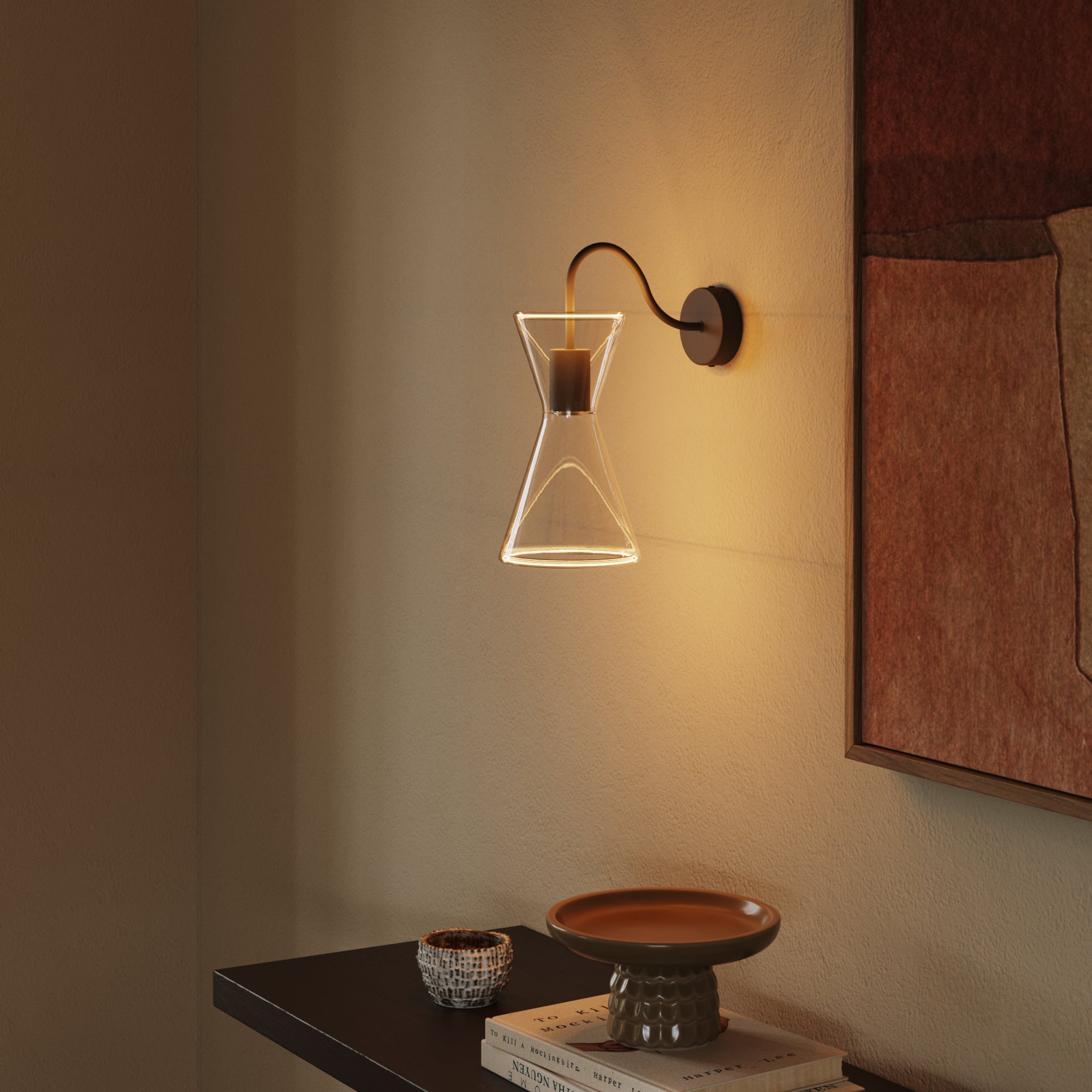 Lampada da parete Ghost Doppio cono con estensione a S - Nero - Creative Cables
