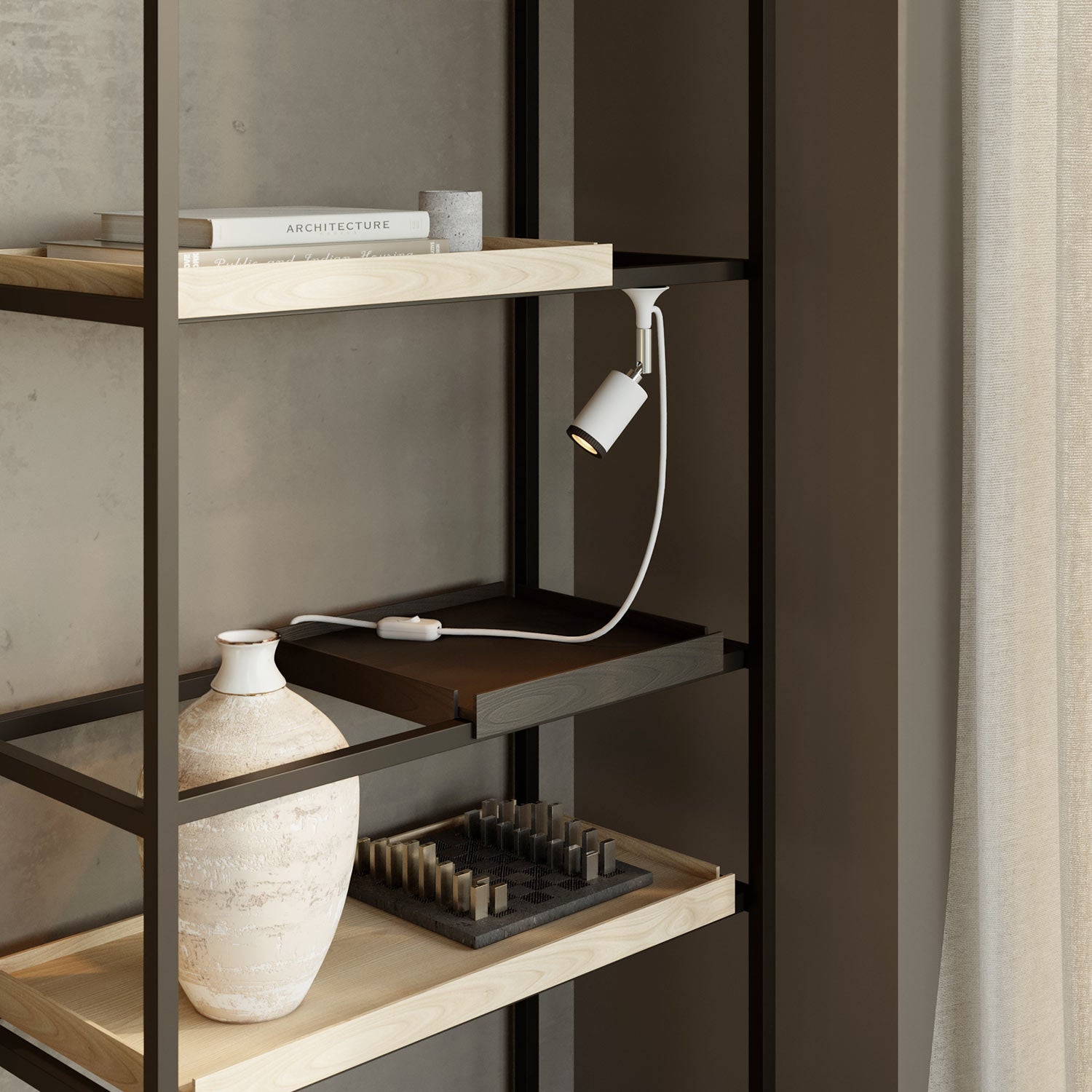 Lampada da parete MAG-Y con snodo e luce spot - Bianco opaco