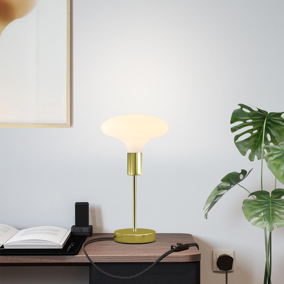 Lampada da tavolo Alzaluce Idra in metallo e spina UK - Ottone Interruttore