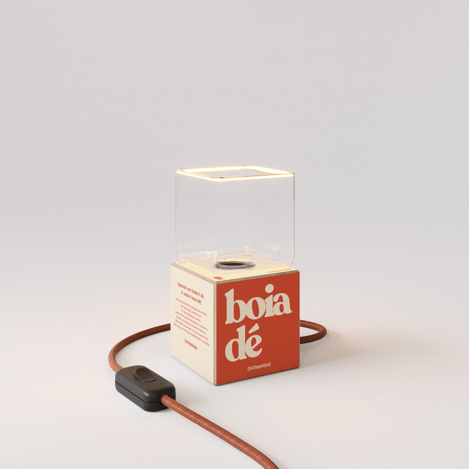Lampada da tavolo Cubetto "Boia de" con spina inglese e lampadina Ghost - Tuttapolpa