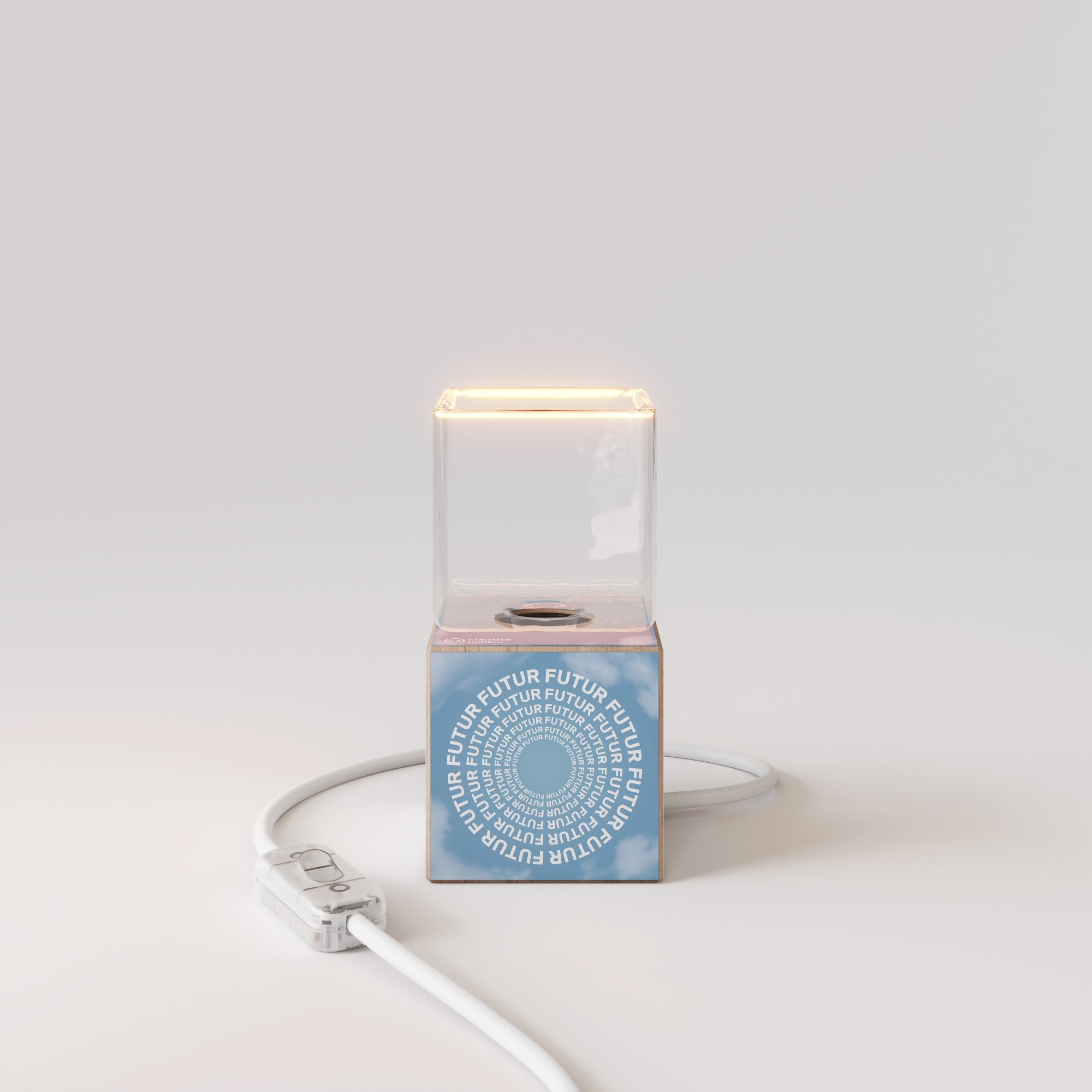 Lampada da tavolo Cubetto "Futur" con lampadina Ghost - Futur Festival