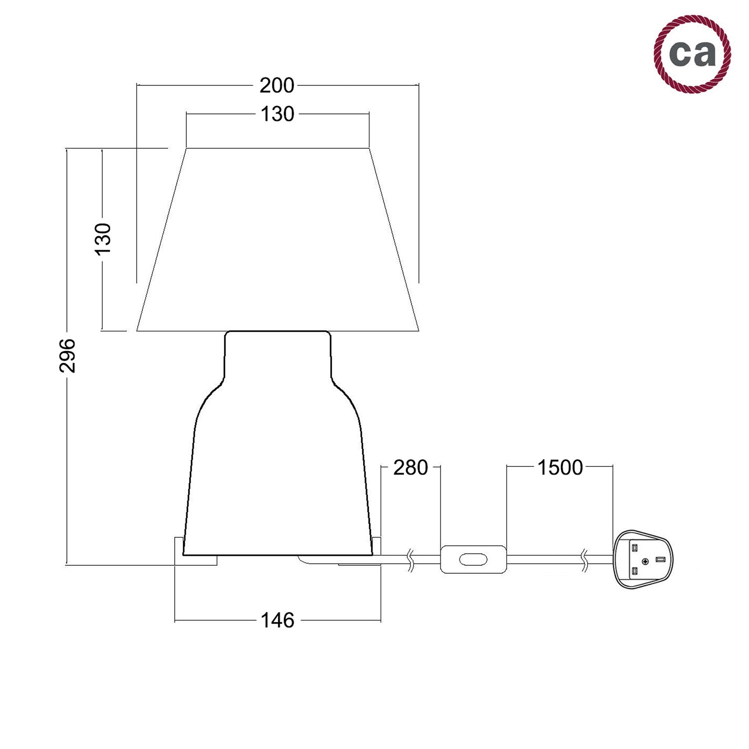 Lampada da tavolo in ceramica Vaso con paralume Impero e spina UK - Nero