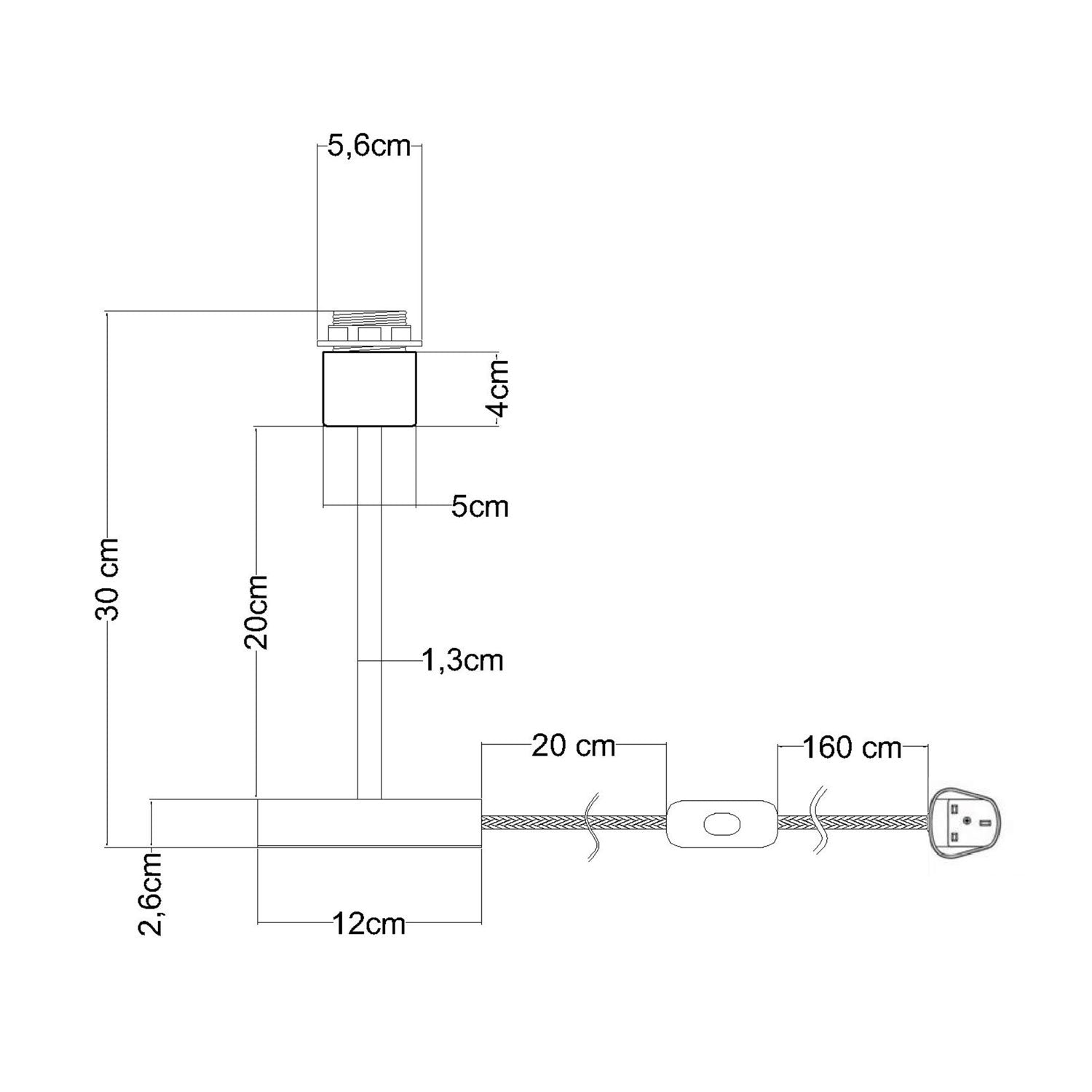 Lampada da tavolo in legno con predisposizione per paralume - Alzaluce Wood e spina UK - Neutro