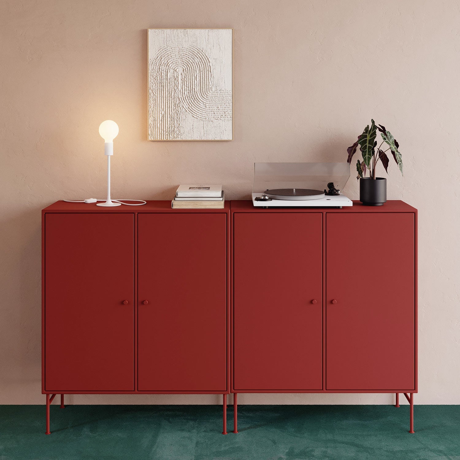 Lampada da tavolo MAG-Y con base metallica tonda e spina UK - Bianco opaco