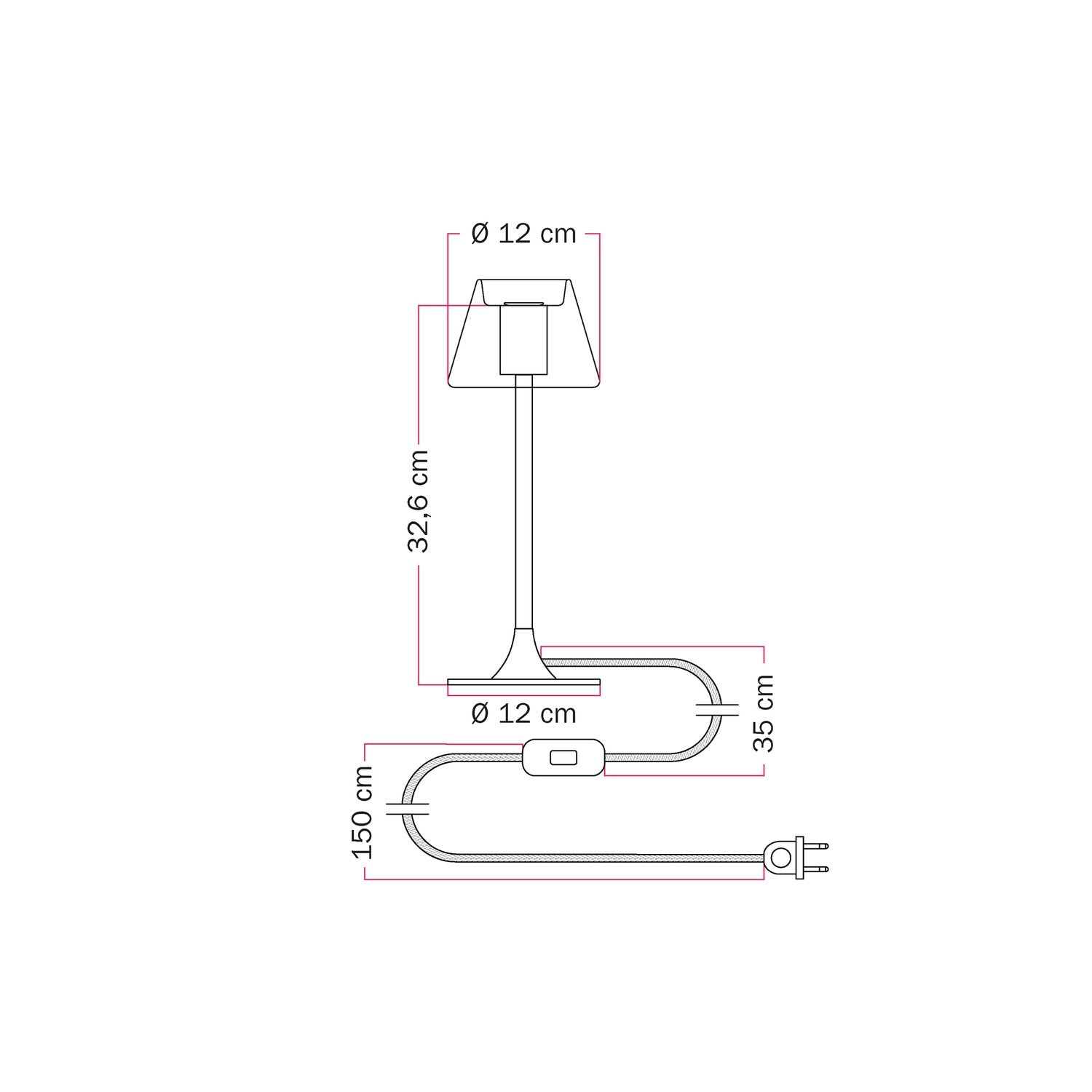 Lampada da tavolo MAG-Y G07 con base metallica tonda - Bianco Opaco