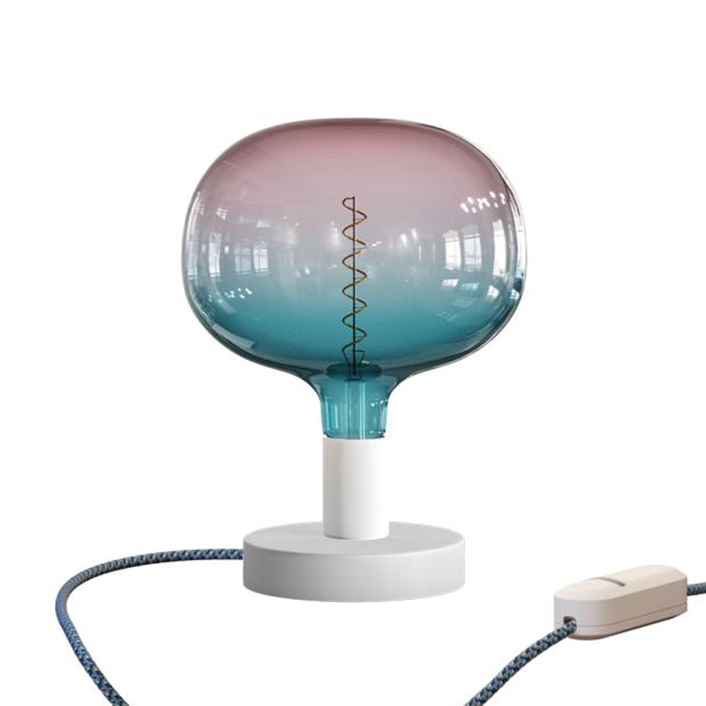 Lampada da tavolo Posaluce Cobble in metallo e spina UK - Bianco opaco Dimmer