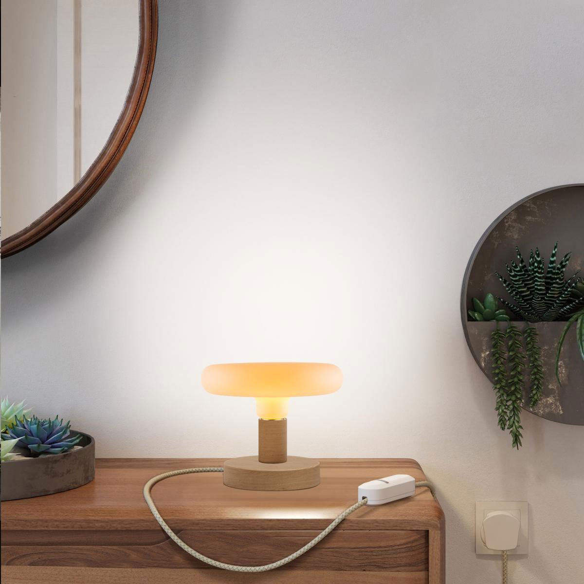 Lampada da tavolo Posaluce Dash in legno e spina UK - Neutro Dimmer