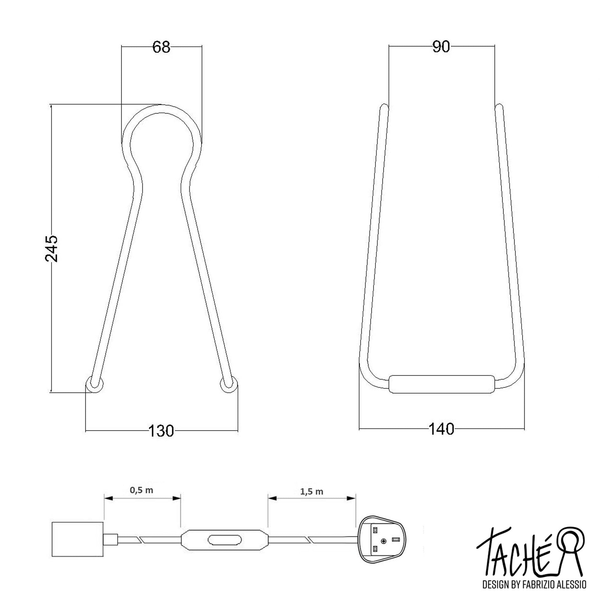 Lampada da tavolo Taché Metal e spina UK - Nero