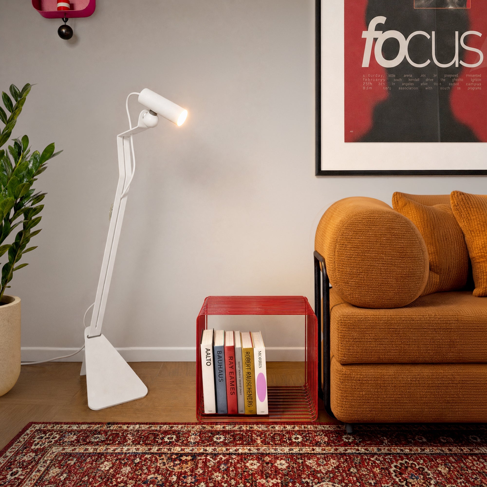 Lampada da terra inclinabile con faretto magnetico orientabile - Mario Tubo - Bianco - Creative Cables