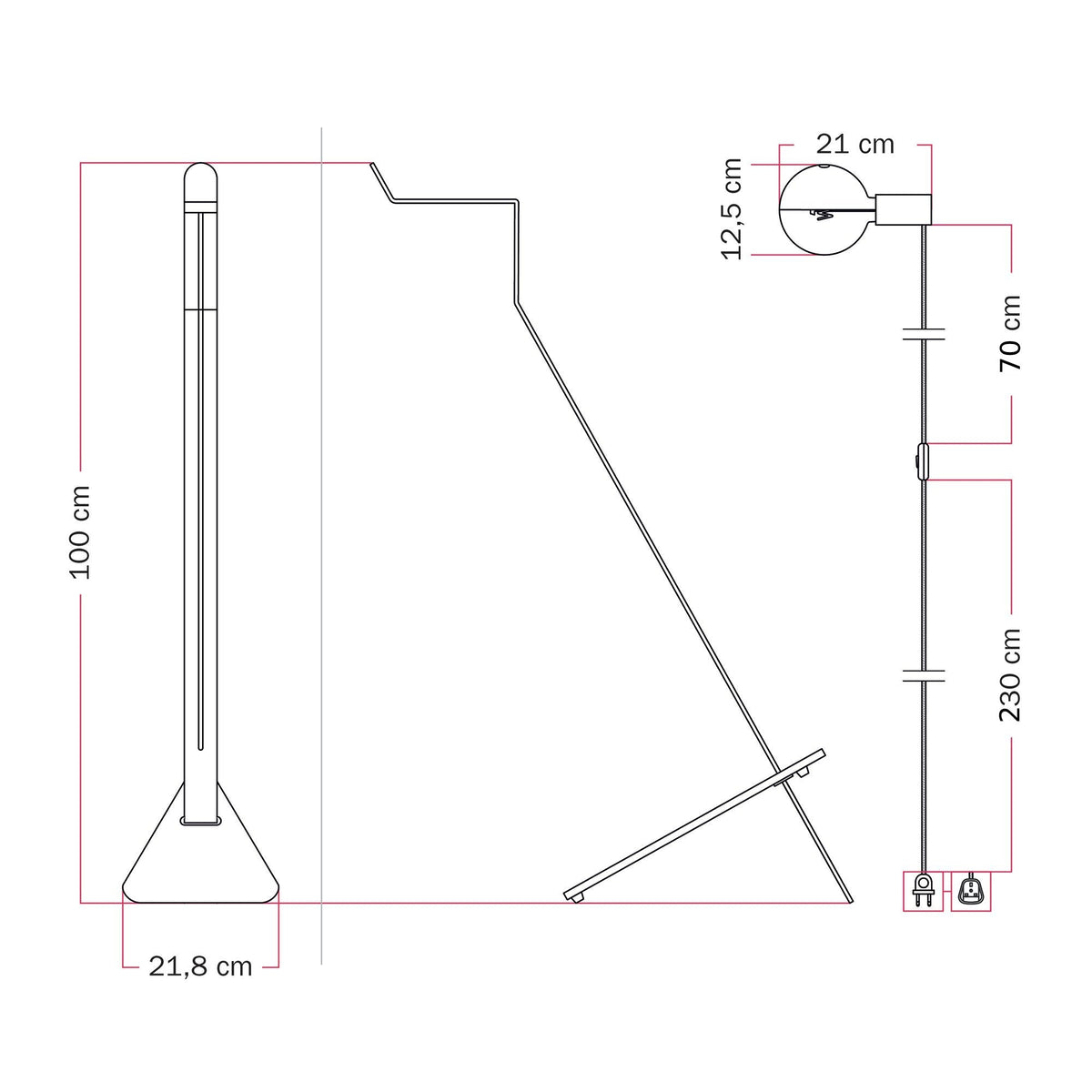 Lampada da terra inclinabile con lampadina LED G125 verniciata - Mario Talia - Giallo