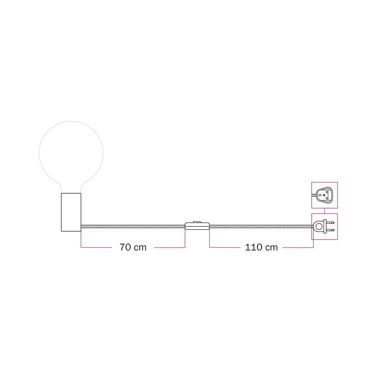 Lampada magnetica plug-in con attacco E27 e spina UK - Nero