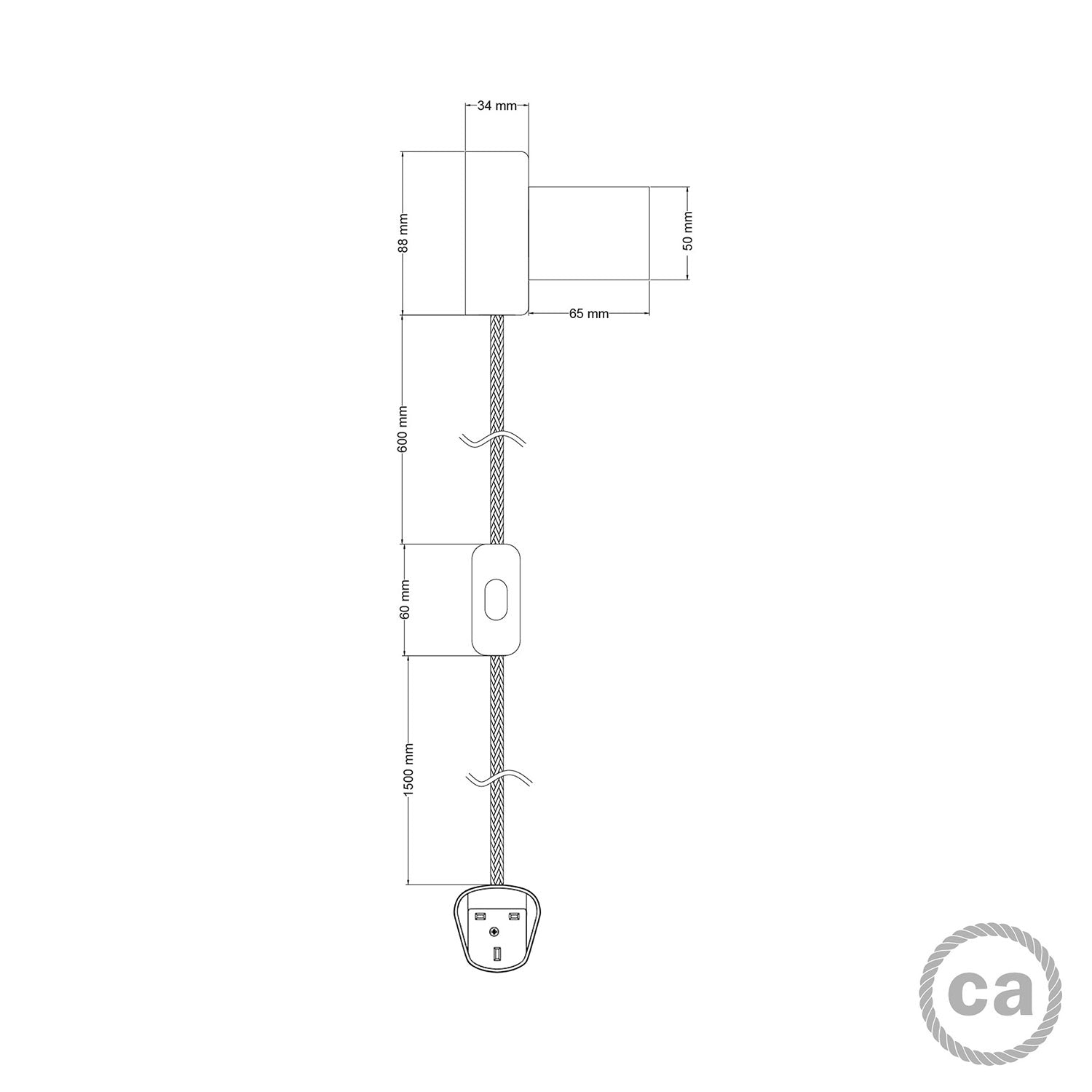 Lampada Spostaluce in legno e spina UK - Neutro