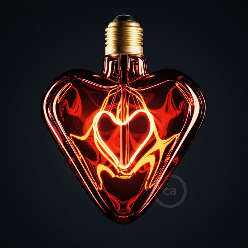 Lampadina LED Cuore Rosso 5W 150Lm E27 Decorativa 2000K Dimmerabile