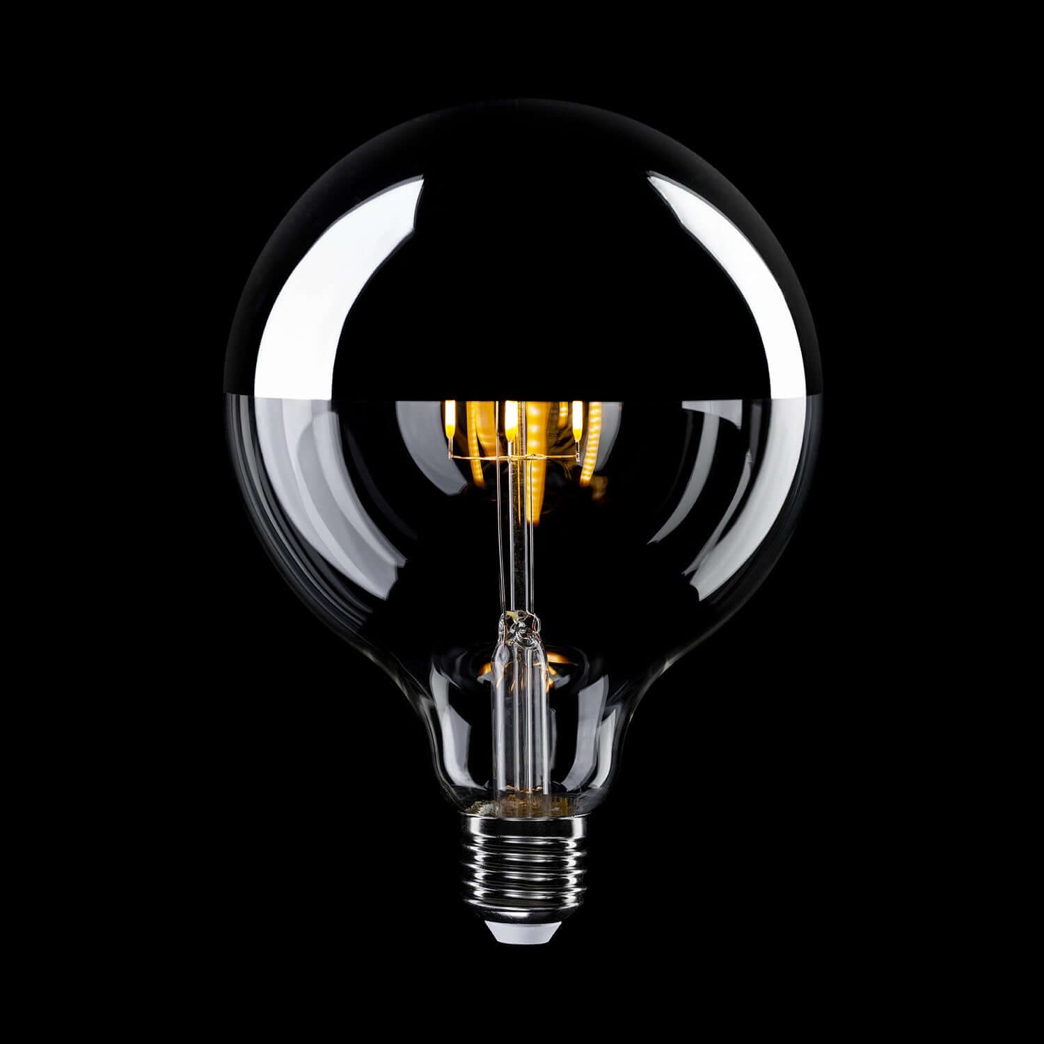 Lampadina LED mezza sfera argento B05 Linea 5V Filamento corto Globo G125 1,3W E27 Dimmerabile 2500K - Creative Cables