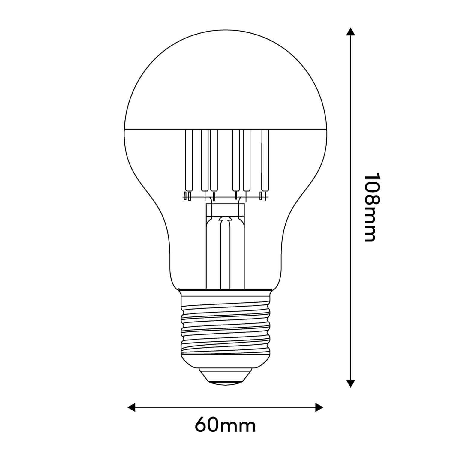 Lampadina LED Mezza Sfera Argento Goccia A60 7W 650Lm E27 2700K Dimmerabile - A02 - Creative Cables