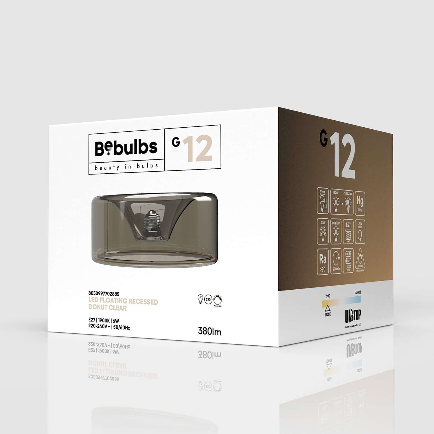 Lampadina LED Smoky Ghost Line Recessed Donut 195x83 6W 380Lm E27 1900K Dimmerabile - G12 - Creative Cables